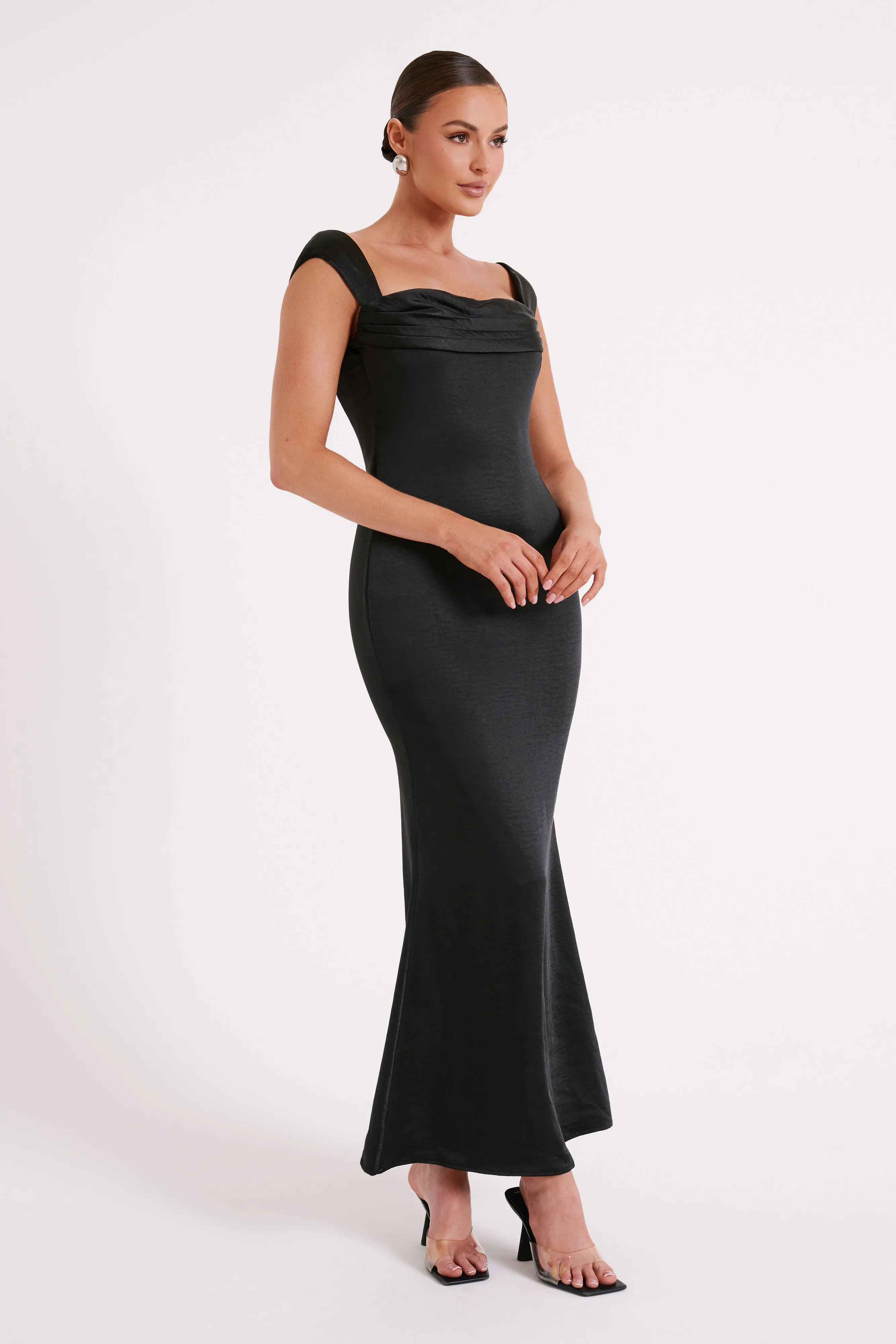 Lacey Backless Satin Maxi Dress - Black sold by Meshki product image thumbnail 4