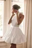 Dorota Satin Halter Mini Dress - White sold by Meshki