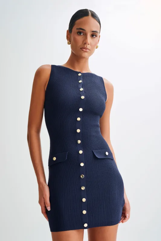 Sawyer Knit Mini Dress - Navy sold by Meshki