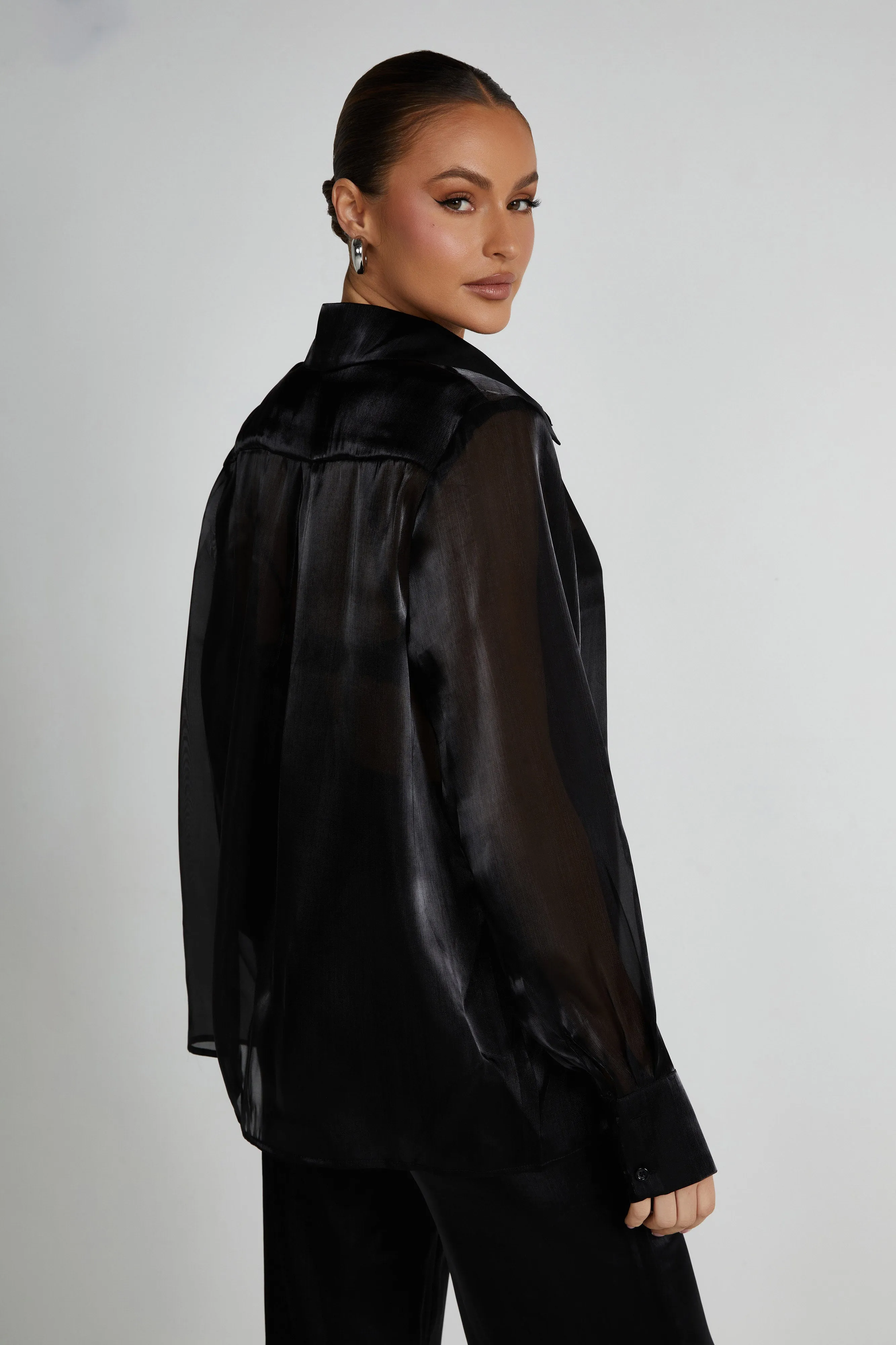 Kinsley Sheer Shirt - Black sold by Meshki product image thumbnail 5