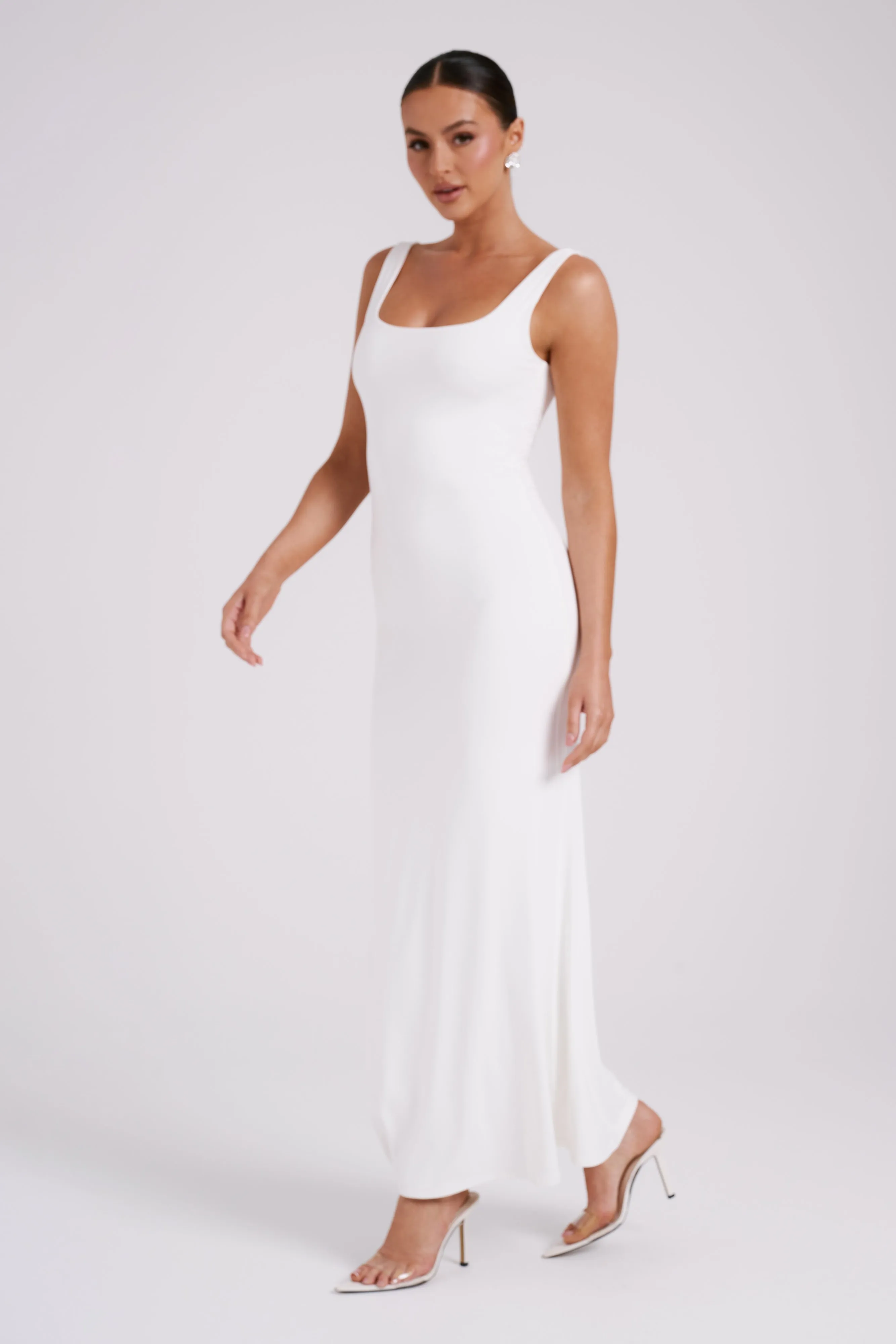 Aubree Recycled Nylon Fishtail Maxi Dress - White sold by Meshki product image thumbnail 4