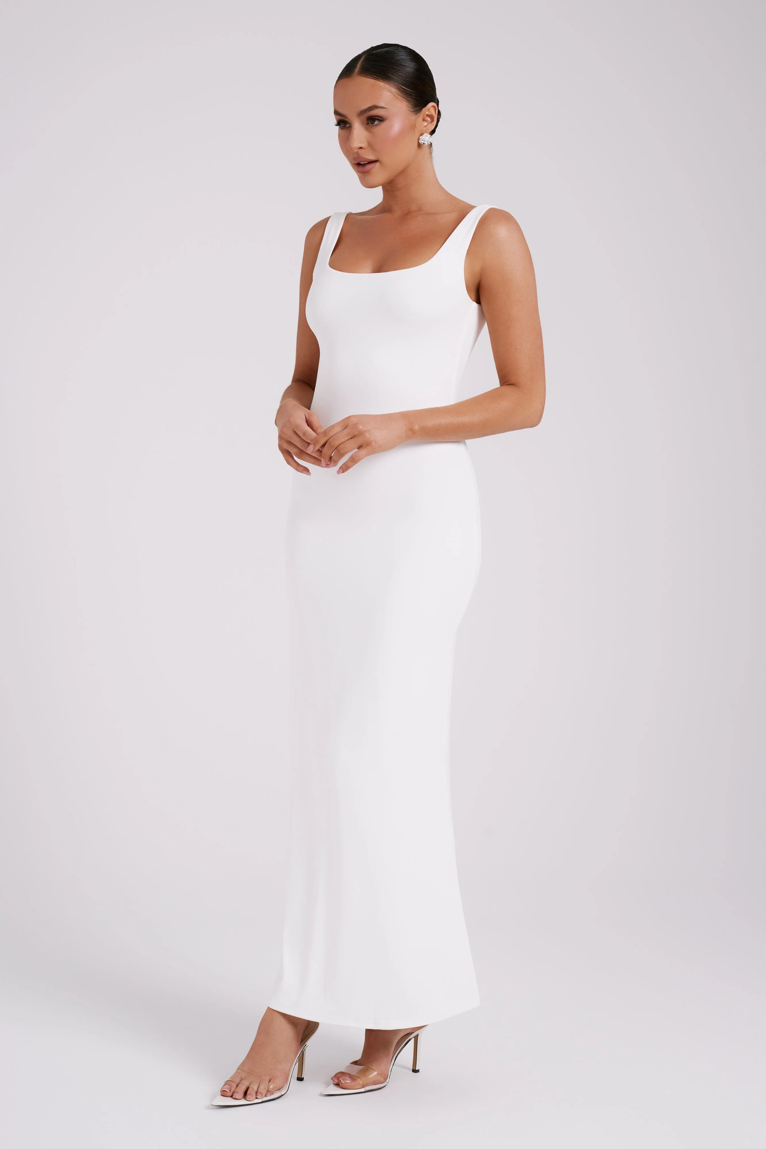 Aubree Recycled Nylon Fishtail Maxi Dress - White sold by Meshki product image thumbnail 5