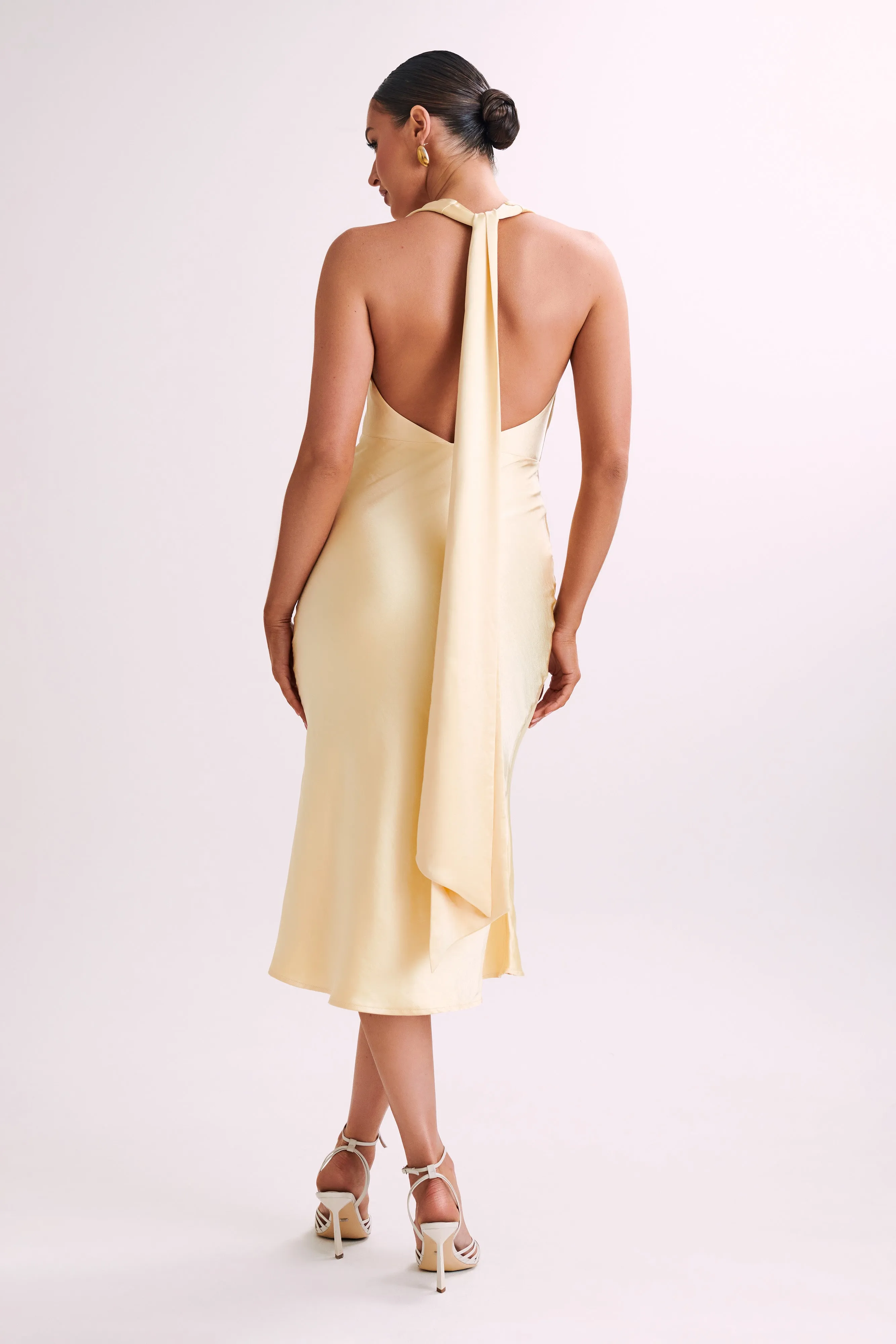 Terri Satin Cowl Midi Dress - Butter sold by Meshki product image thumbnail 5
