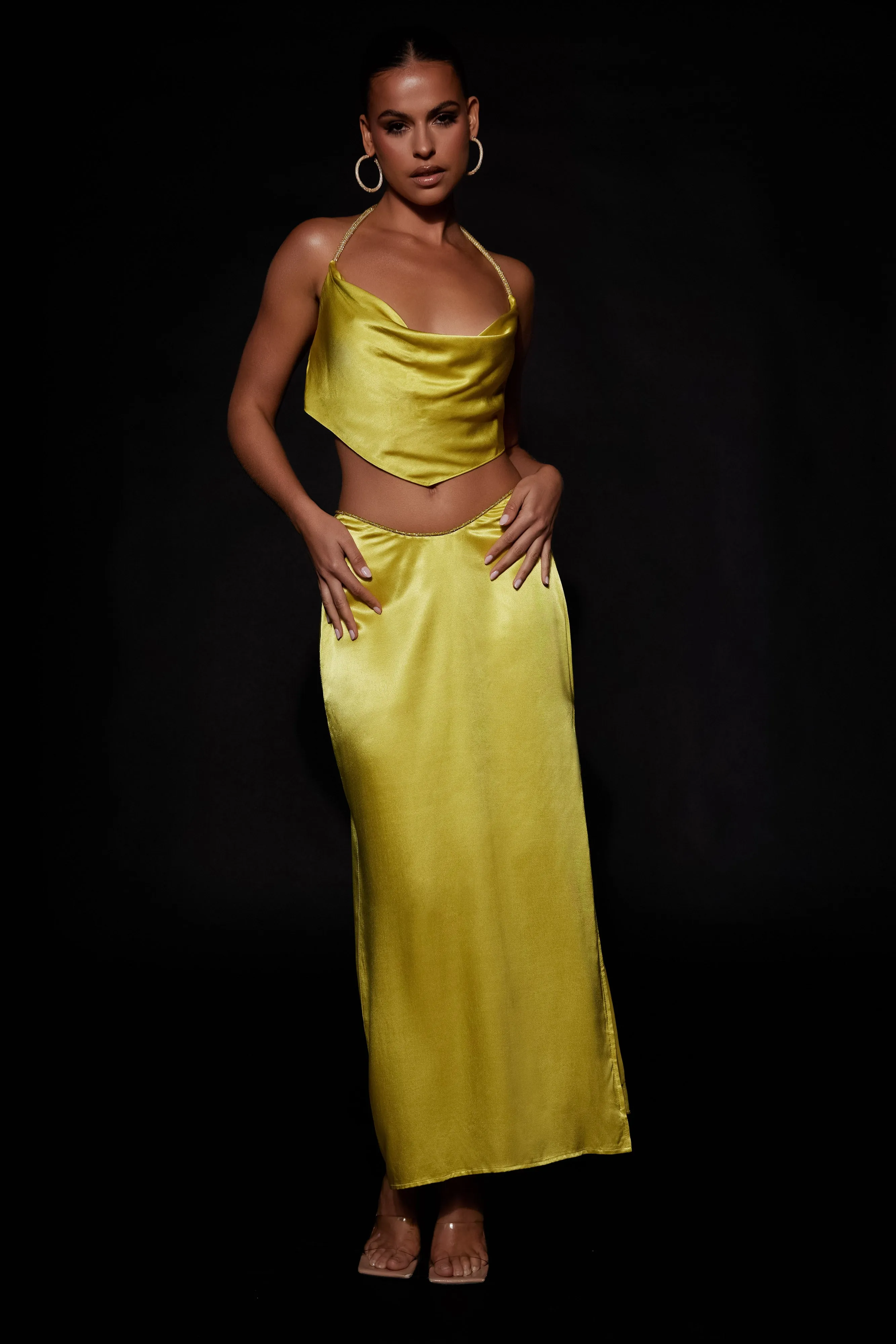 Christie Diamante Rope Maxi Skirt - Chartreuse sold by Meshki product image thumbnail 3