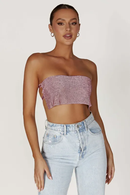 Valerie Diamante Bandeau - Blush Pink sold by Meshki