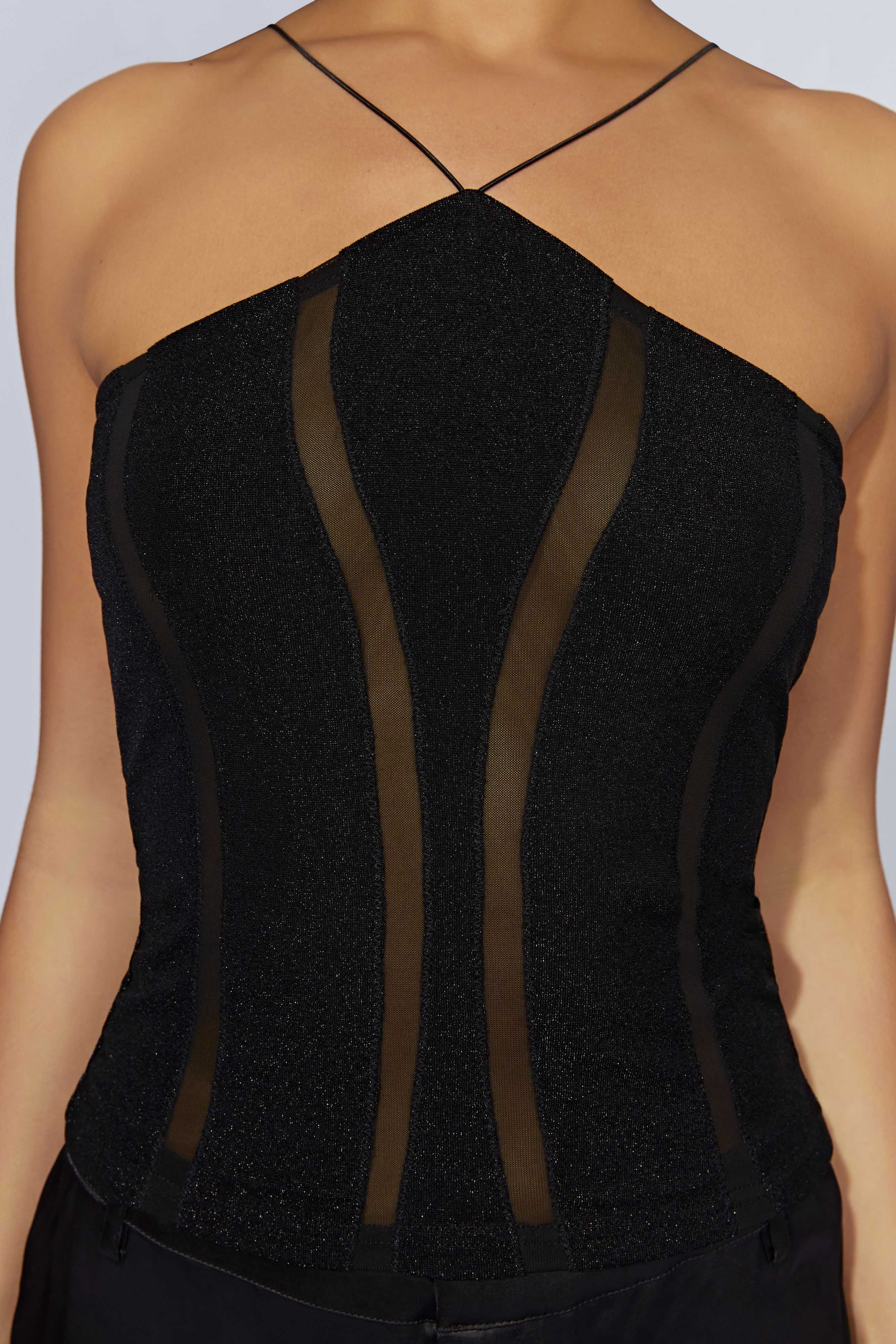 Chantal Panelled Halter Top - Black sold by Meshki product image thumbnail 3