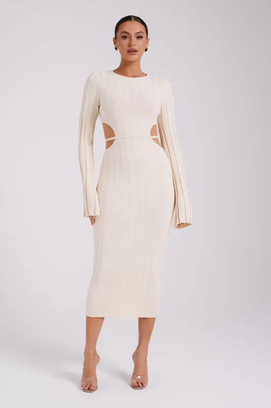 Elodie Knit Midi Dress - Cream sold by Meshki