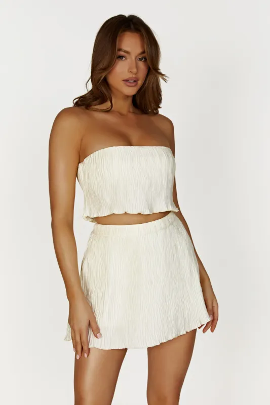 Brigid Plisse Bandeau Top - Ivory sold by Meshki