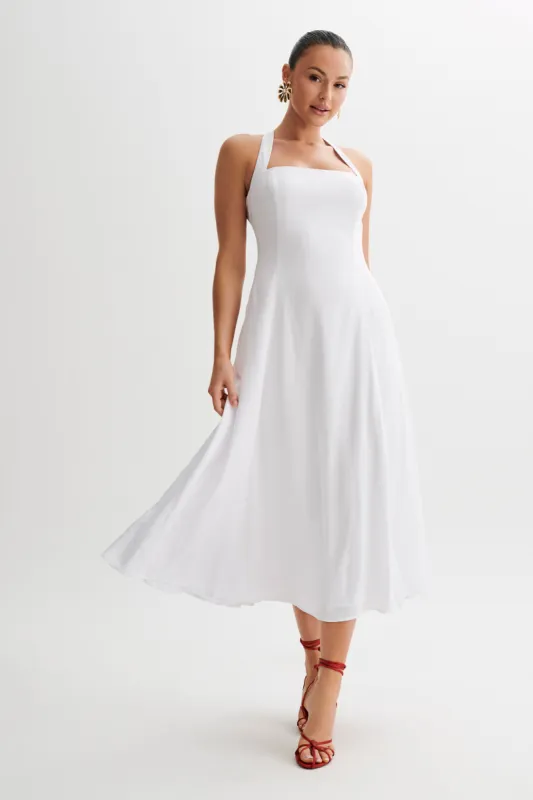 Carabella Cross Back Midi Dress - White sold by Meshki