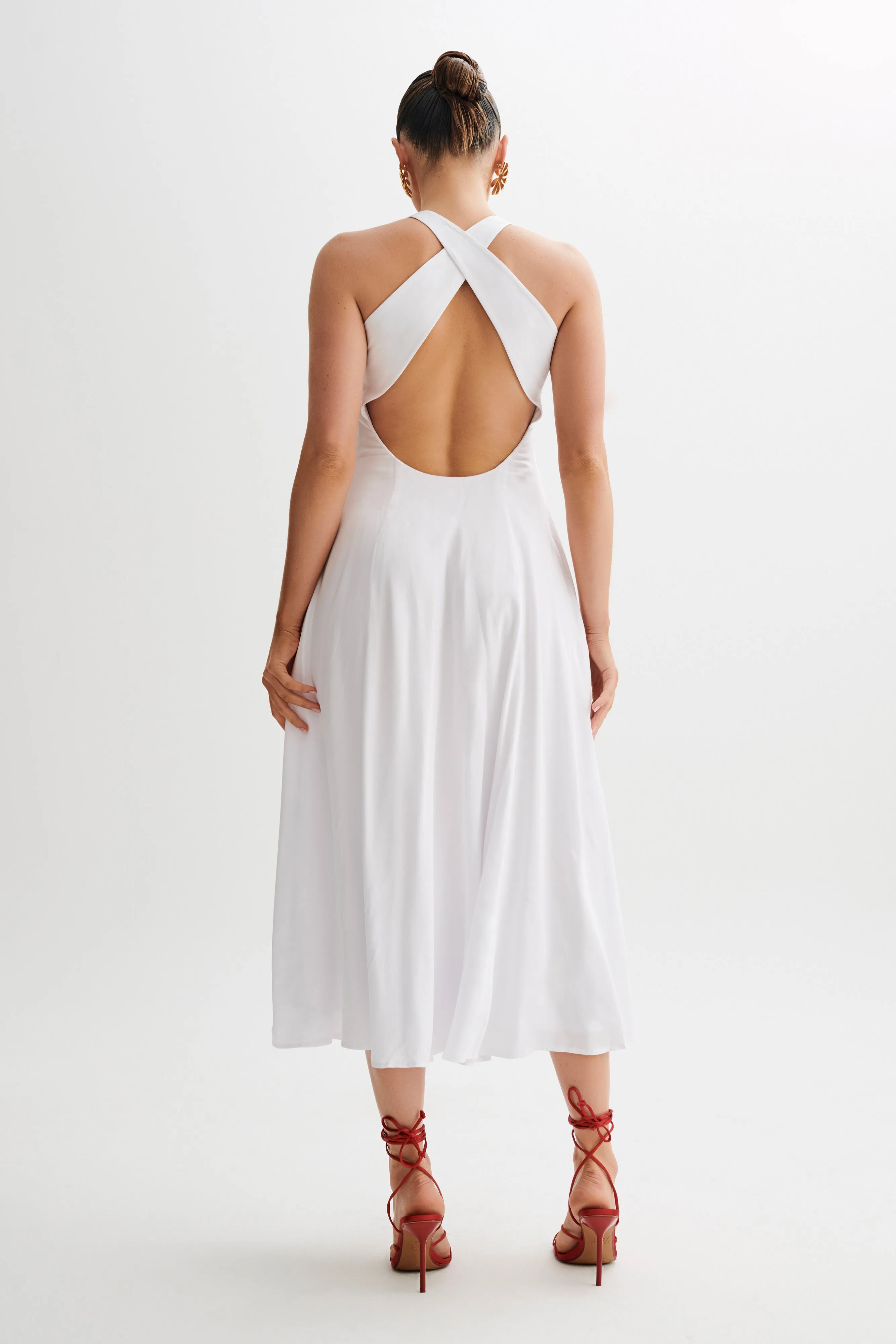Carabella Cross Back Midi Dress - White sold by Meshki product image thumbnail 2