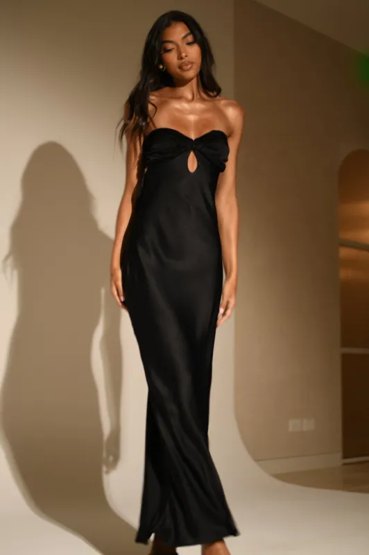 Antonella Strapless Keyhole Maxi Dress - Black sold by Meshki