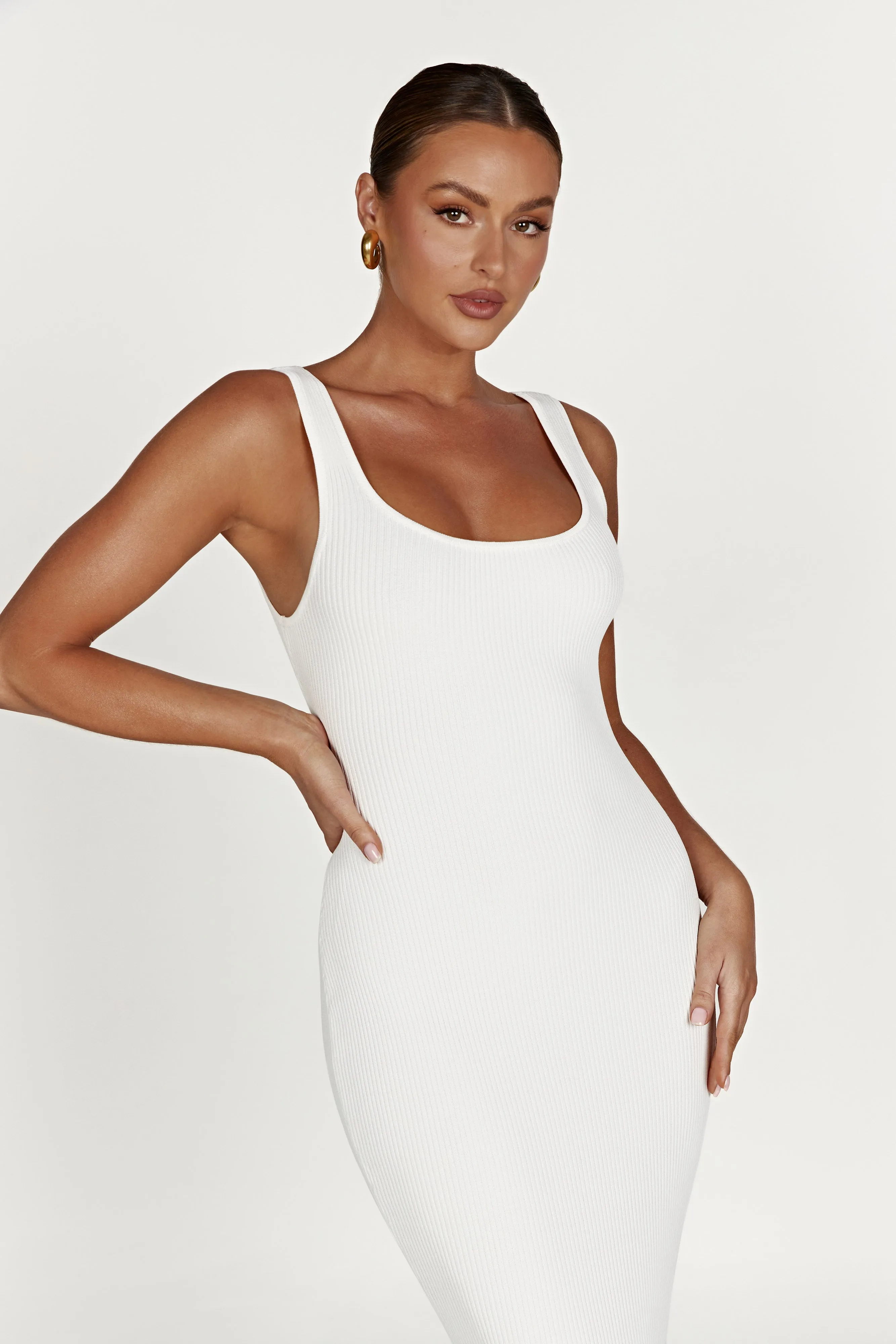 Hadley Backless Knit Maxi Dress - White sold by Meshki product image thumbnail 3