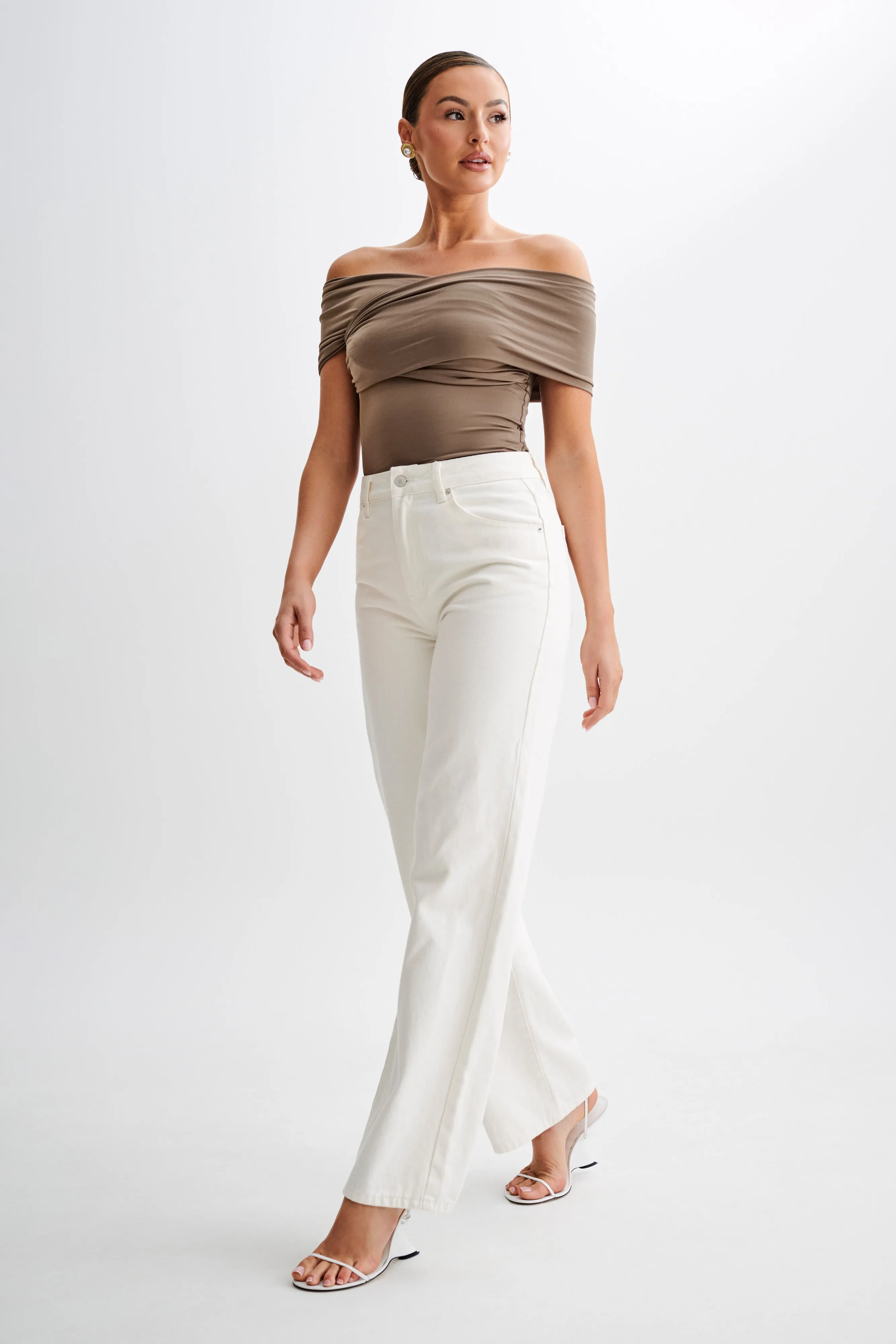 Lourdes Slinky Off Shoulder Top - Coco sold by Meshki product image thumbnail 4