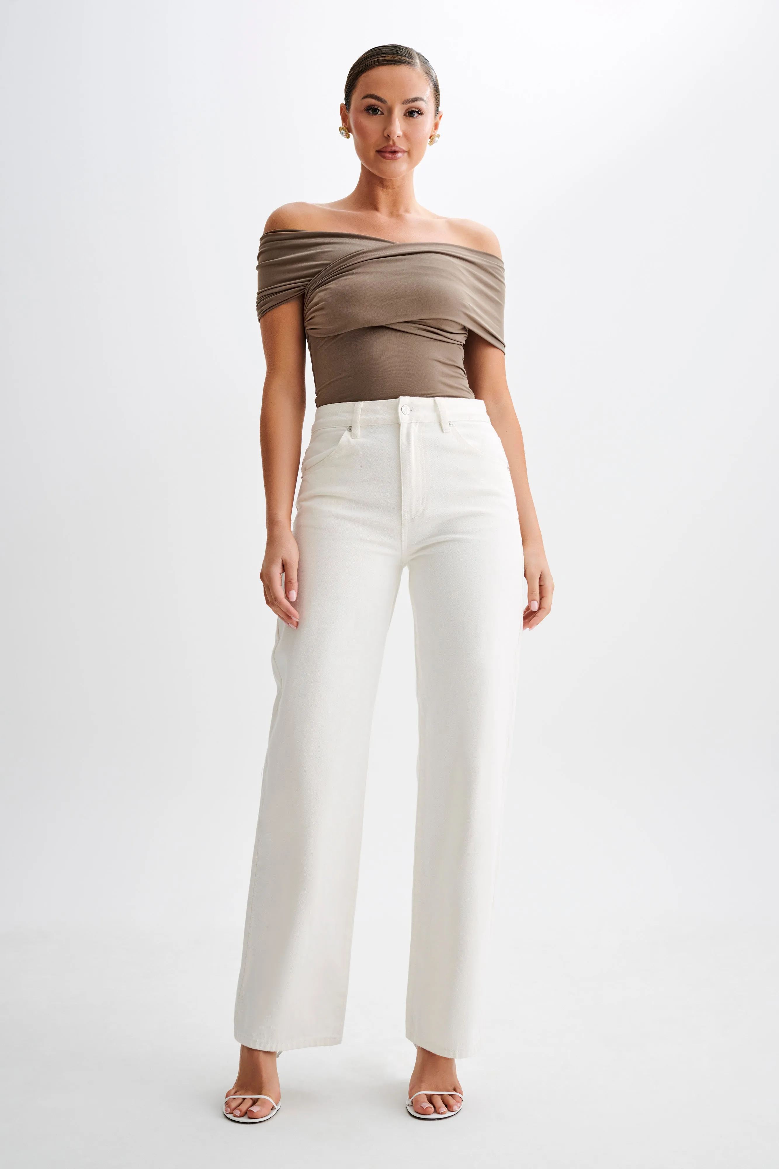 Lourdes Slinky Off Shoulder Top - Coco sold by Meshki product image thumbnail 5