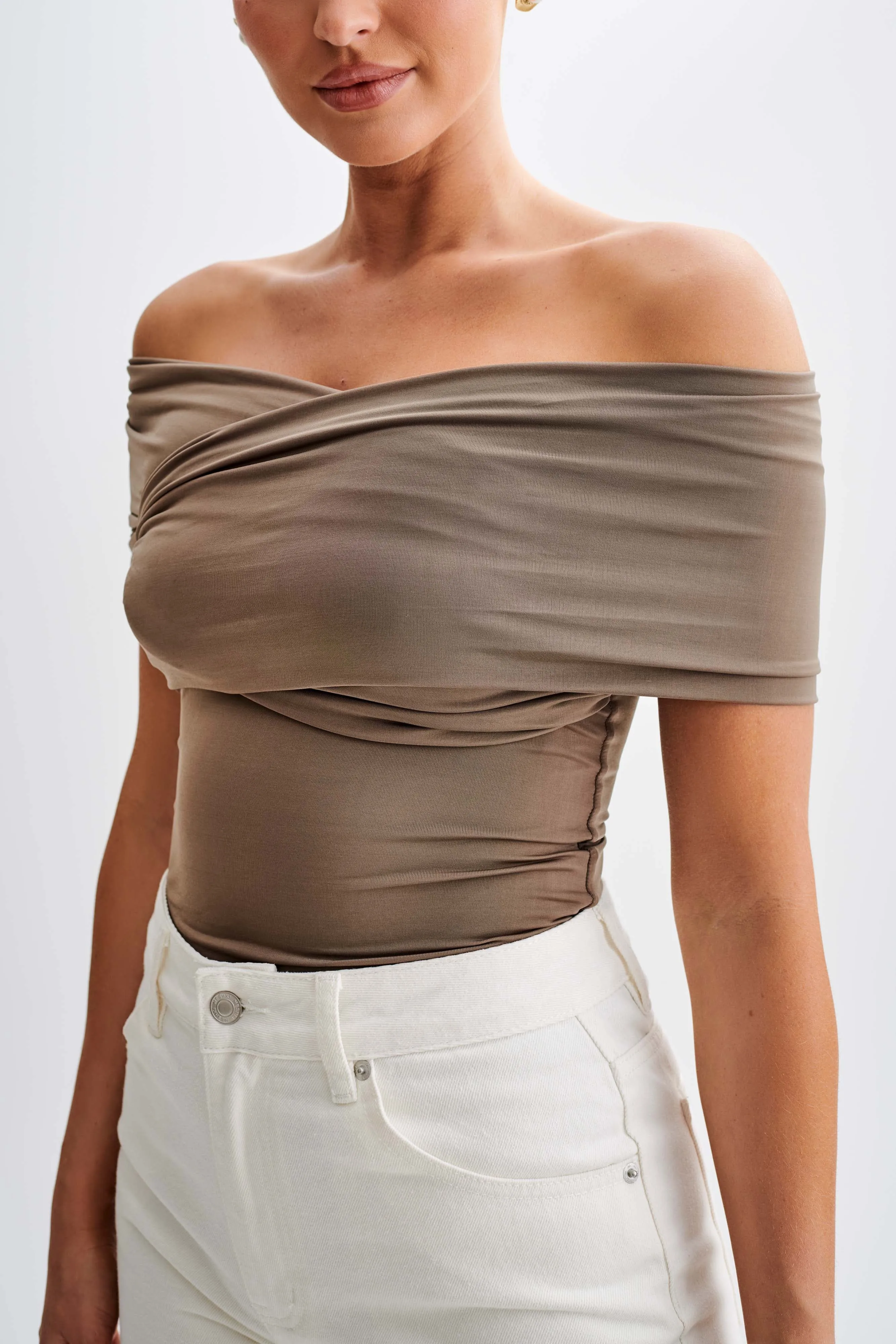 Lourdes Slinky Off Shoulder Top - Coco sold by Meshki product image thumbnail 3