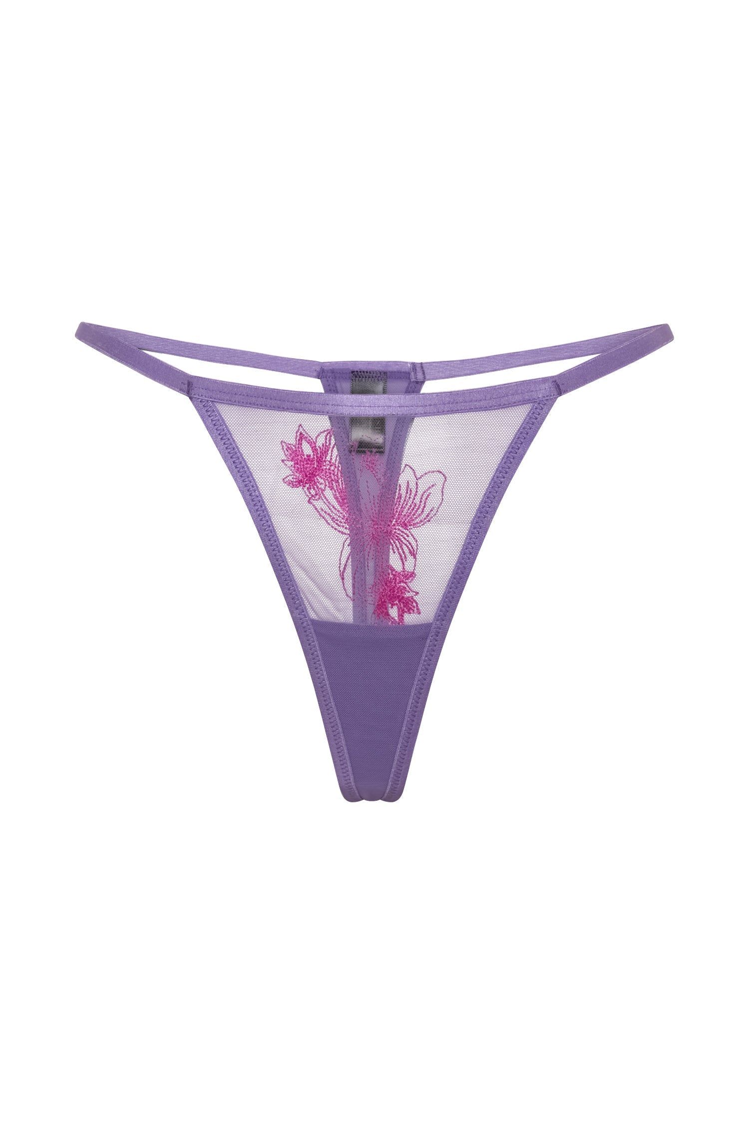 Lorelei Embroidered G-String - Grape sold by Meshki product image thumbnail 9