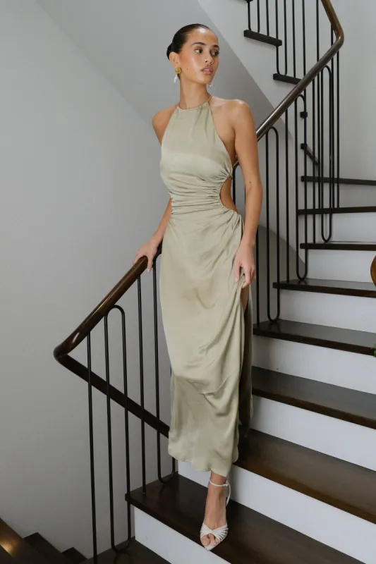 Rosalina Cut Out Maxi Dress - Sage sold by Meshki