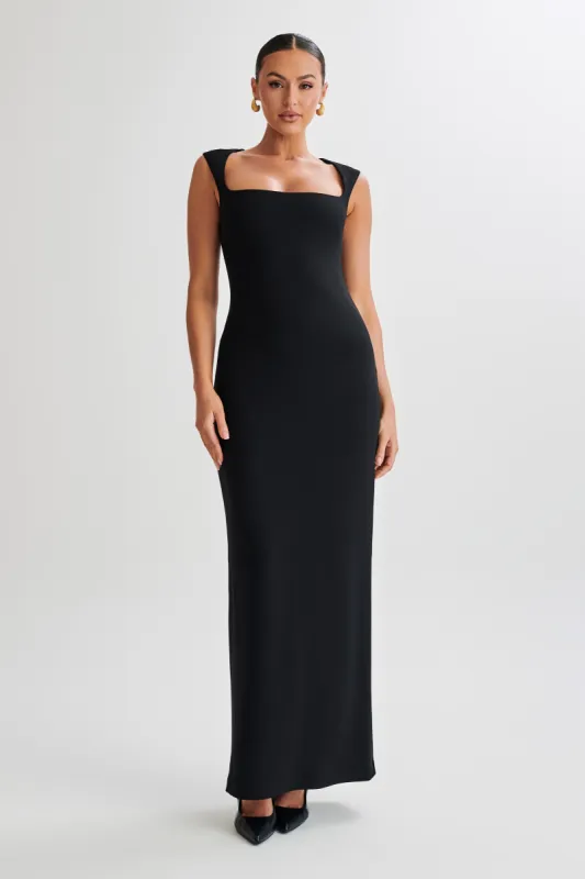 Frida Crepe Maxi Dress - Black sold by Meshki