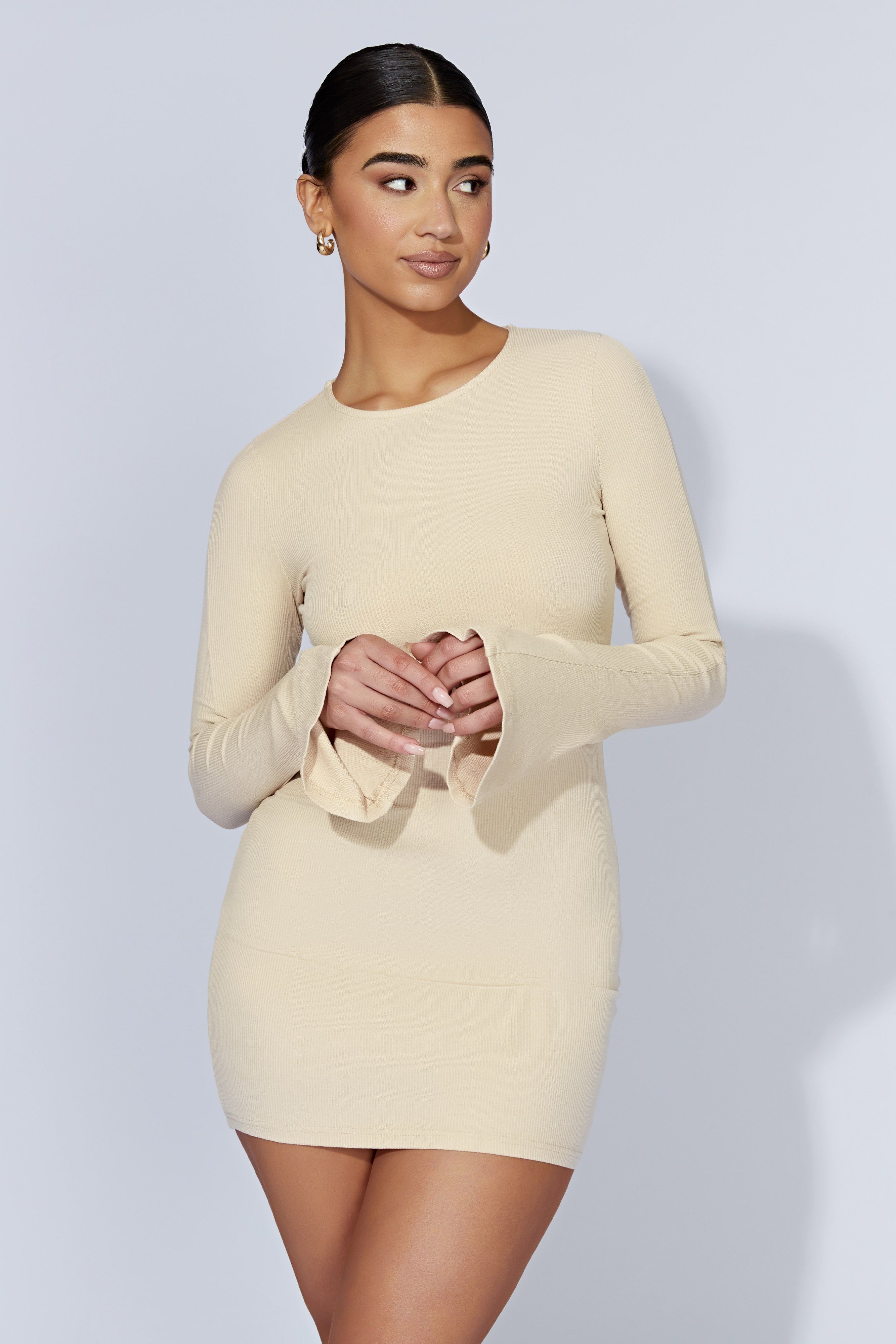 Bayley Flare Sleeve Mini Dress - Cream sold by Meshki product image thumbnail 7