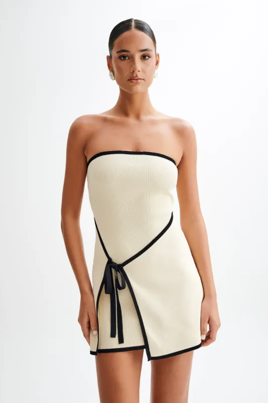 Rian Strapless Knit Mini Dress - Cream sold by Meshki