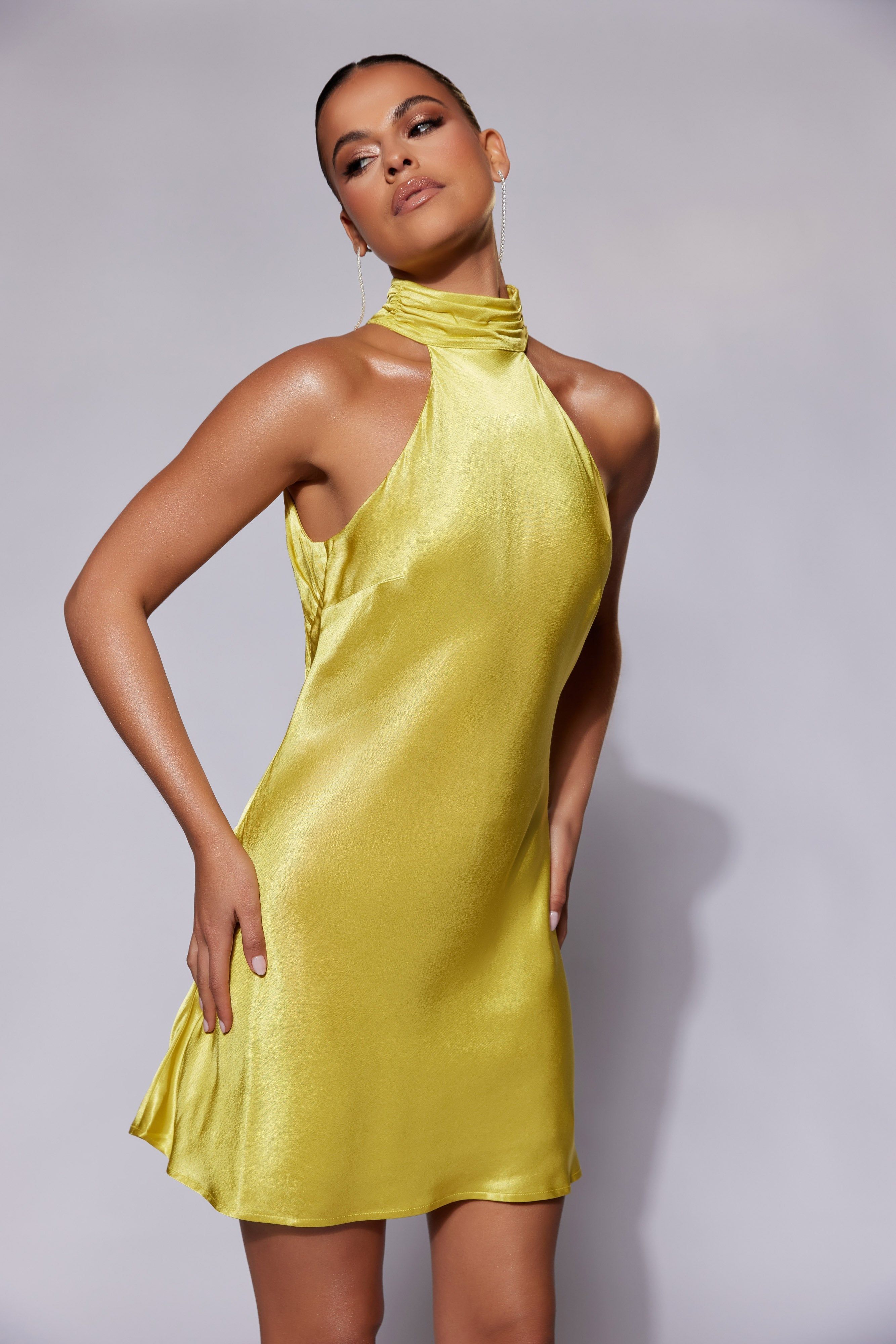Claire A Line Micro Mini Dress - Chartreuse sold by Meshki product image thumbnail 3
