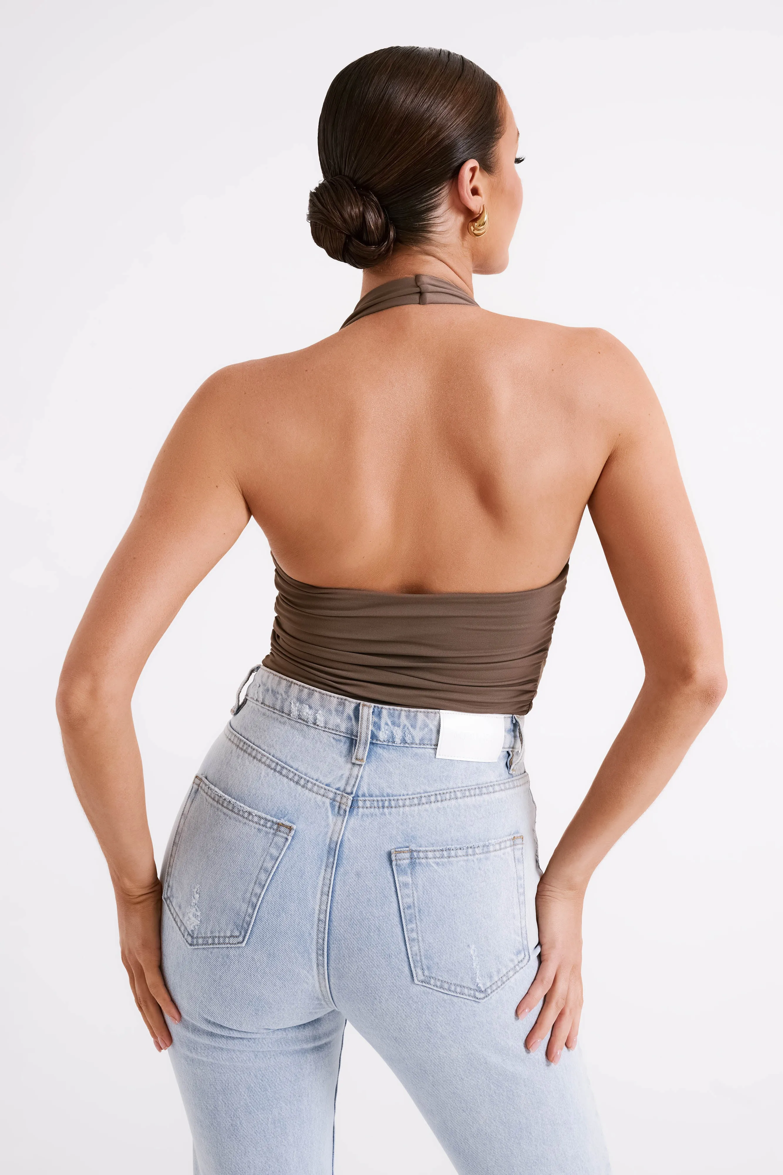 Marie Recycled Nylon Halter Top - Coco sold by Meshki product image thumbnail 3