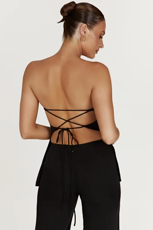 Astrid Strapless Back Tie Top - Black sold by Meshki
