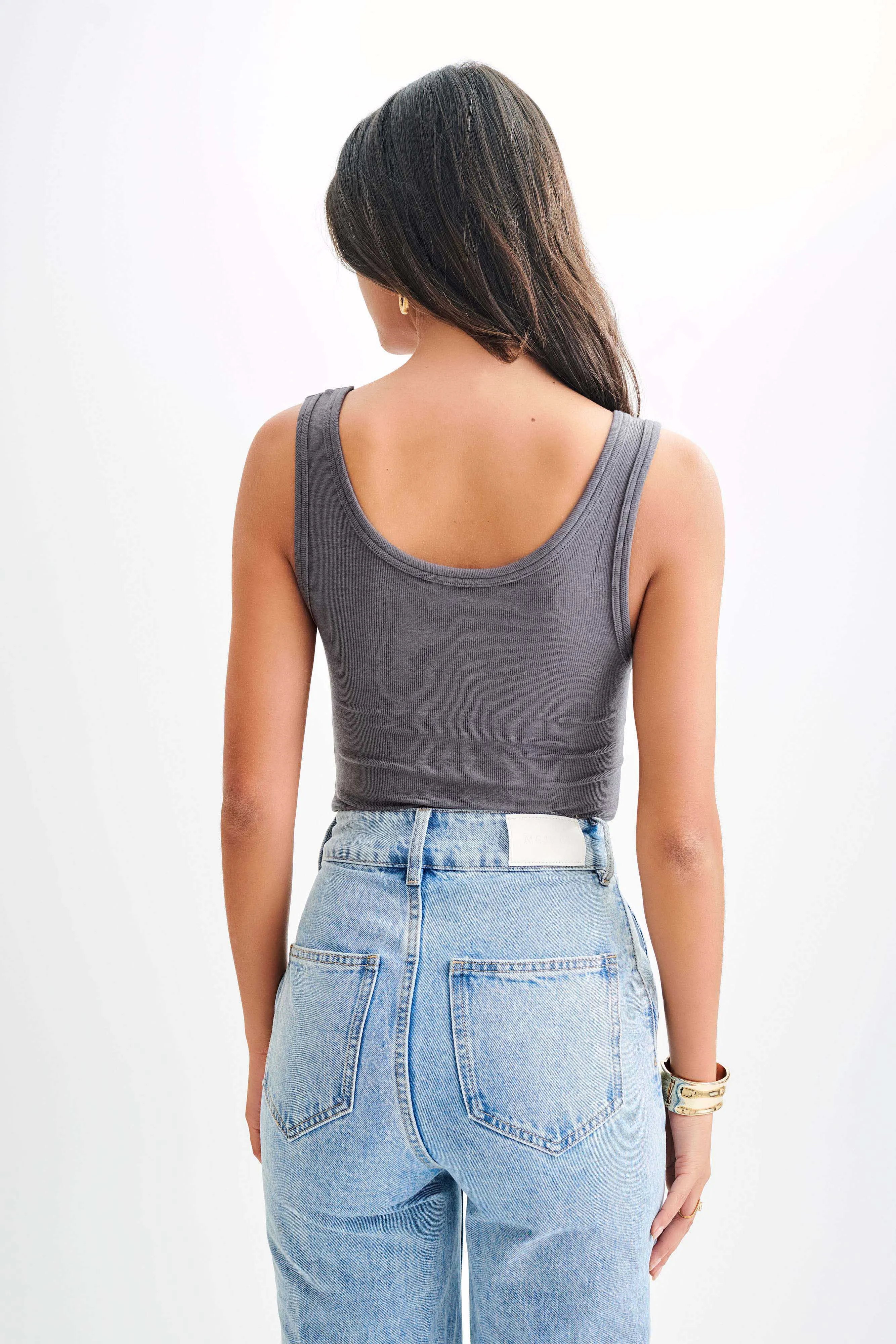 Chandler Modal Tank Top - Charcoal sold by Meshki product image thumbnail 2