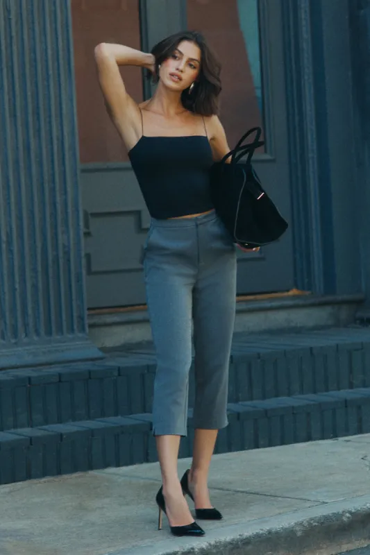 Anne Fitted Capri Pants - Charcoal Marle sold by Meshki