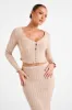 Silvia Long Sleeve Knit Cardigan - Wheat sold by Meshki
