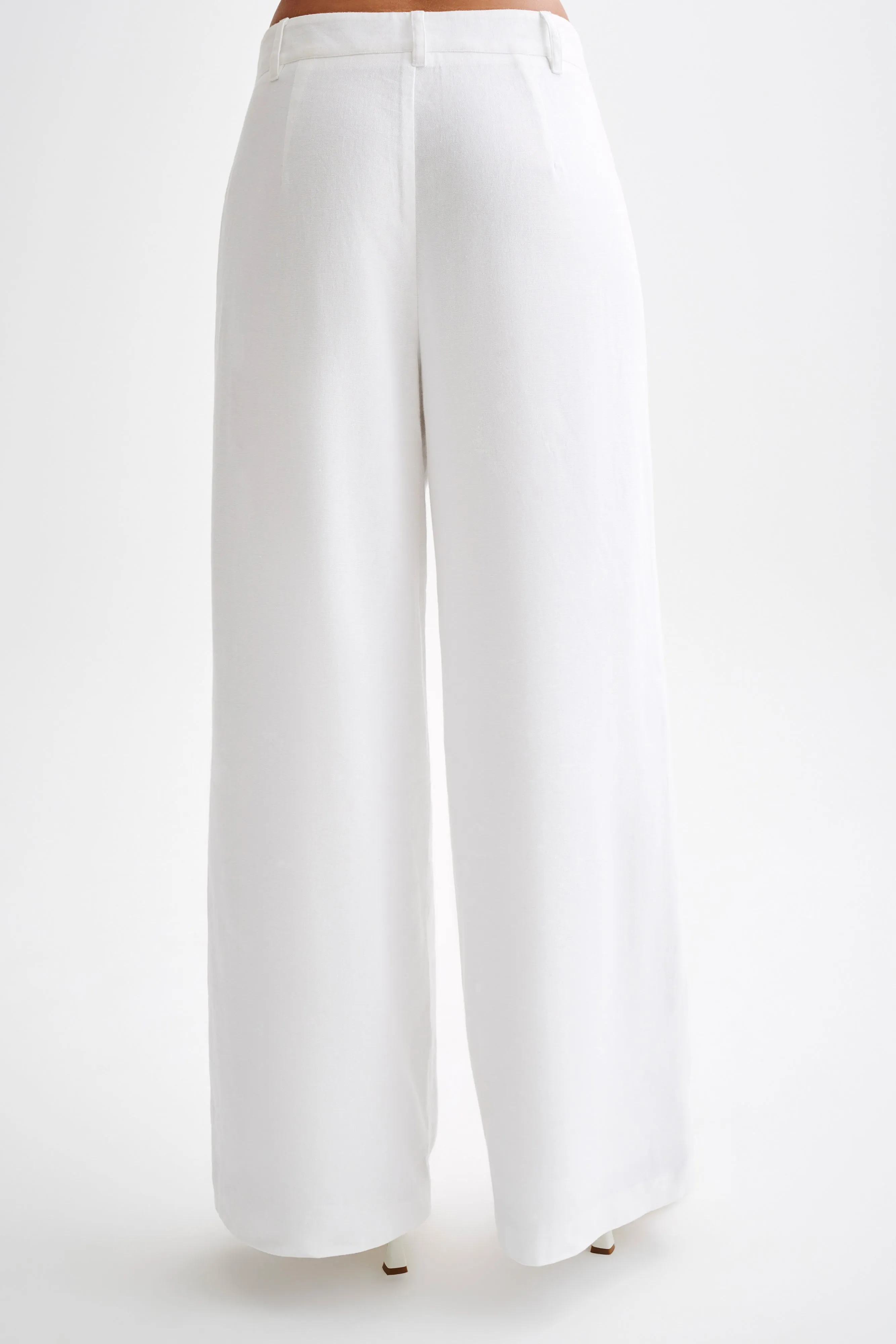 Franca Linen Wide Leg Pant - White sold by Meshki product image thumbnail 2