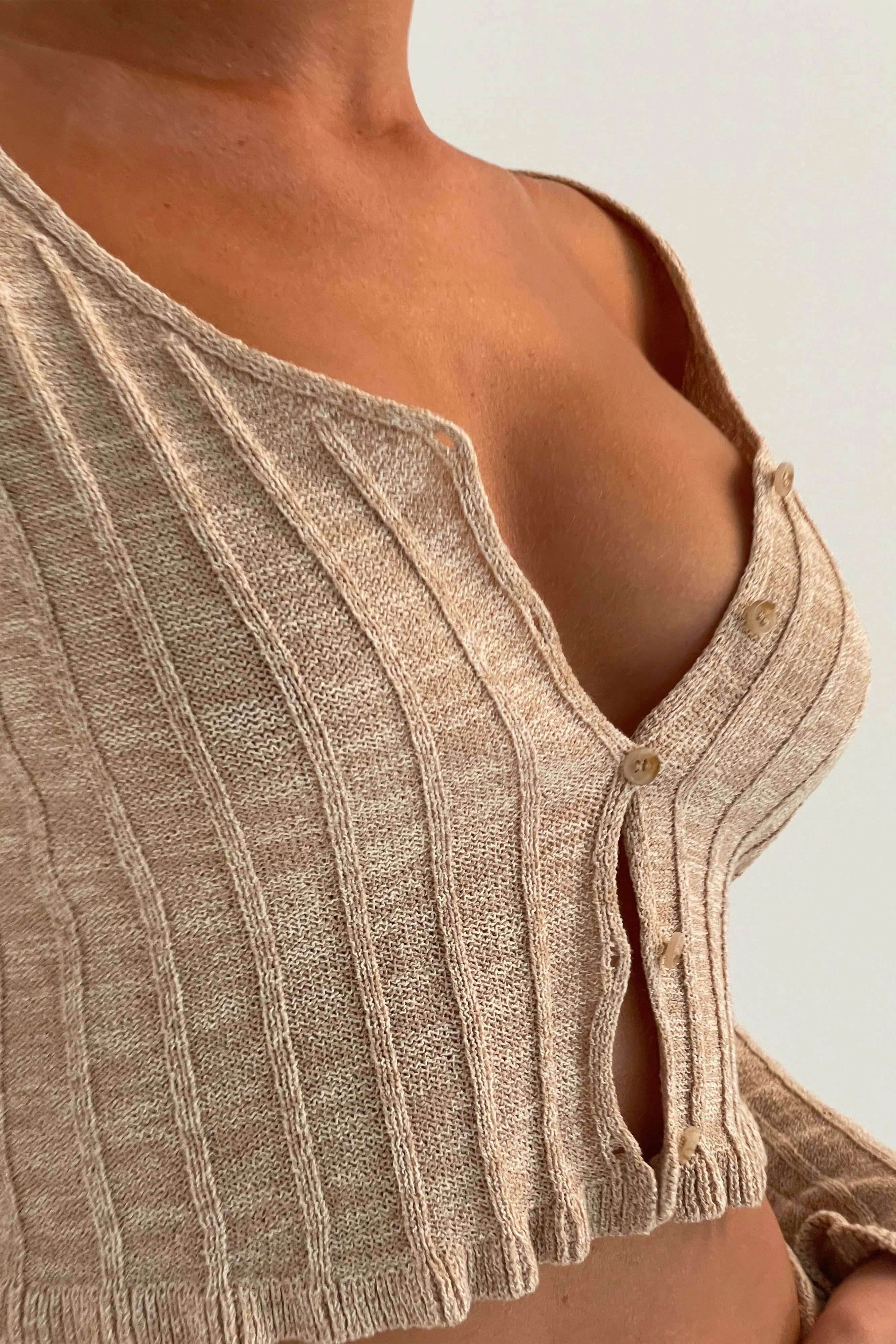 Silvia Long Sleeve Knit Cardigan - Wheat sold by Meshki product image thumbnail 2