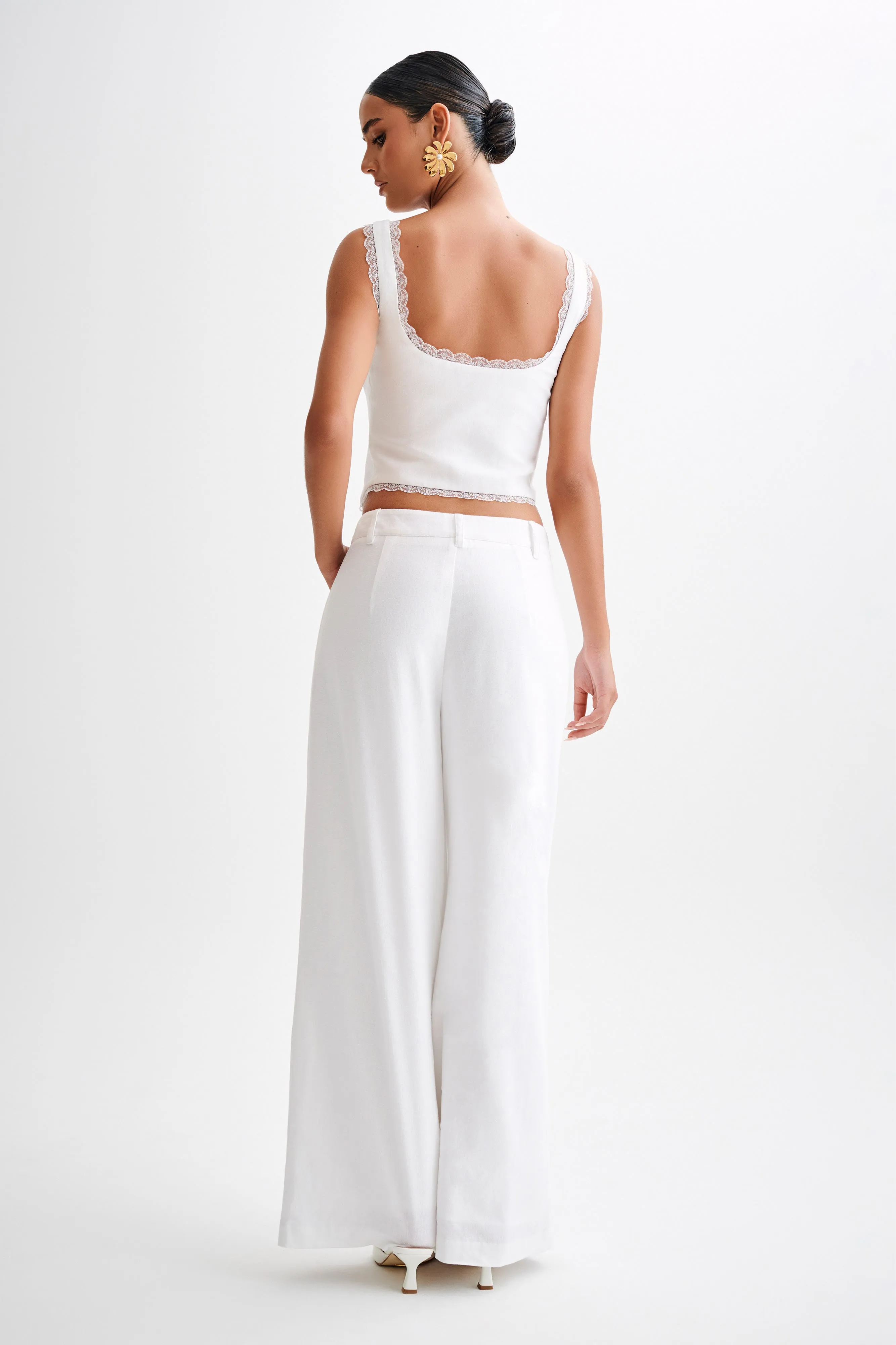Franca Linen Wide Leg Pant - White sold by Meshki product image thumbnail 4