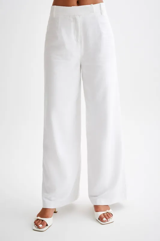 Franca Linen Wide Leg Pant - White sold by Meshki