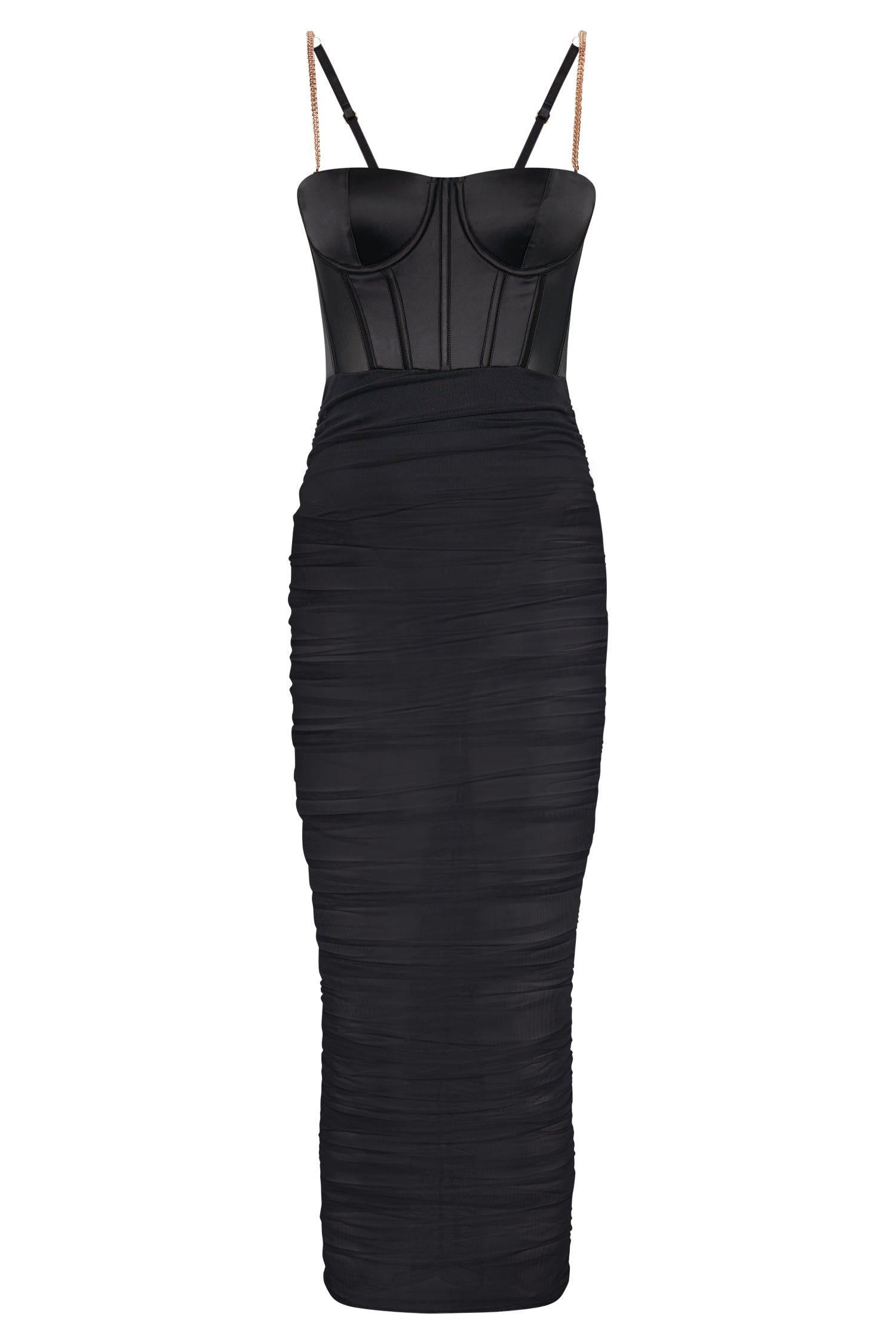 Tiarne Satin And Mesh Corset Dress - Black sold by Meshki product image thumbnail 8