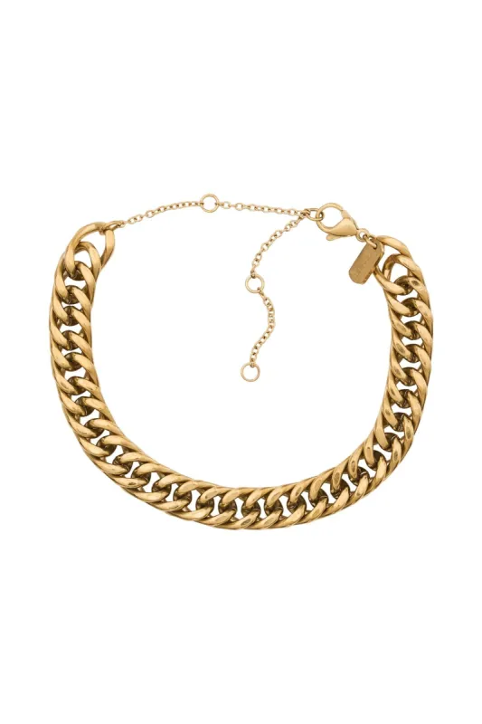 Laura 14K Gold Plated Cuban Chain Chunky Bracelet/Anklet - Gold sold by Meshki