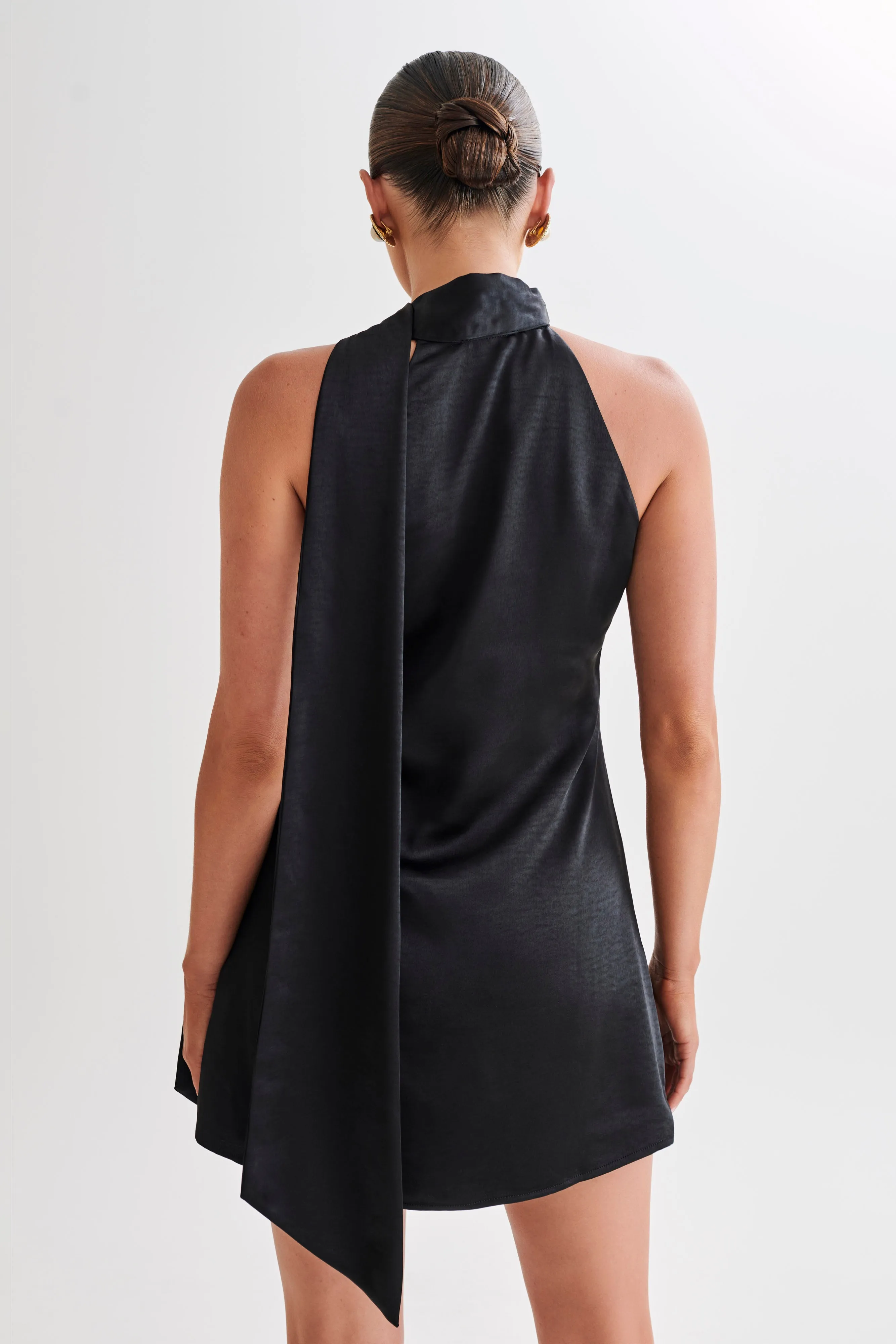 Aubriella Halter Mini Dress With Tie - Black sold by Meshki product image thumbnail 2