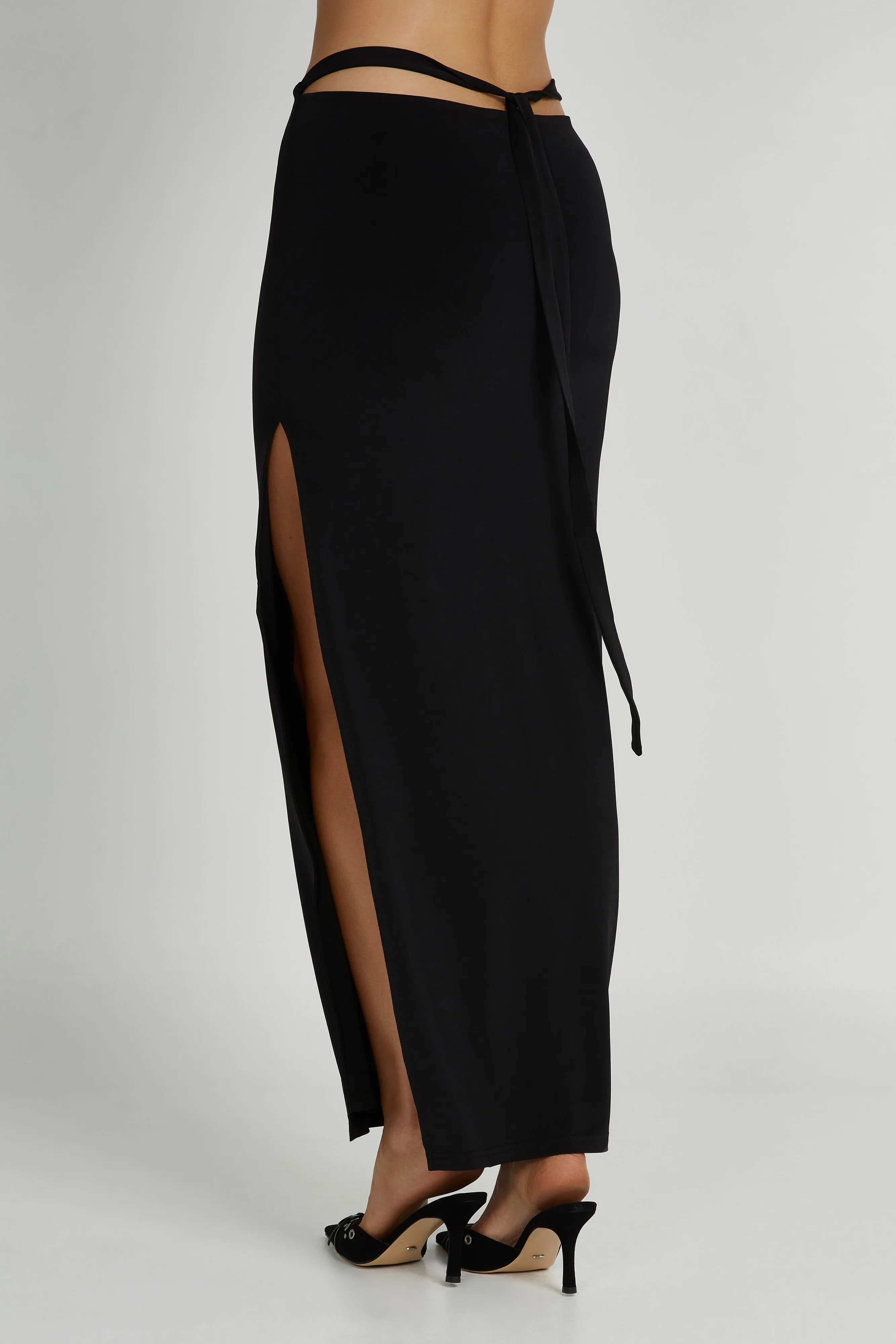 Jeanine Cowl Back Maxi Skirt - Black sold by Meshki product image thumbnail 2