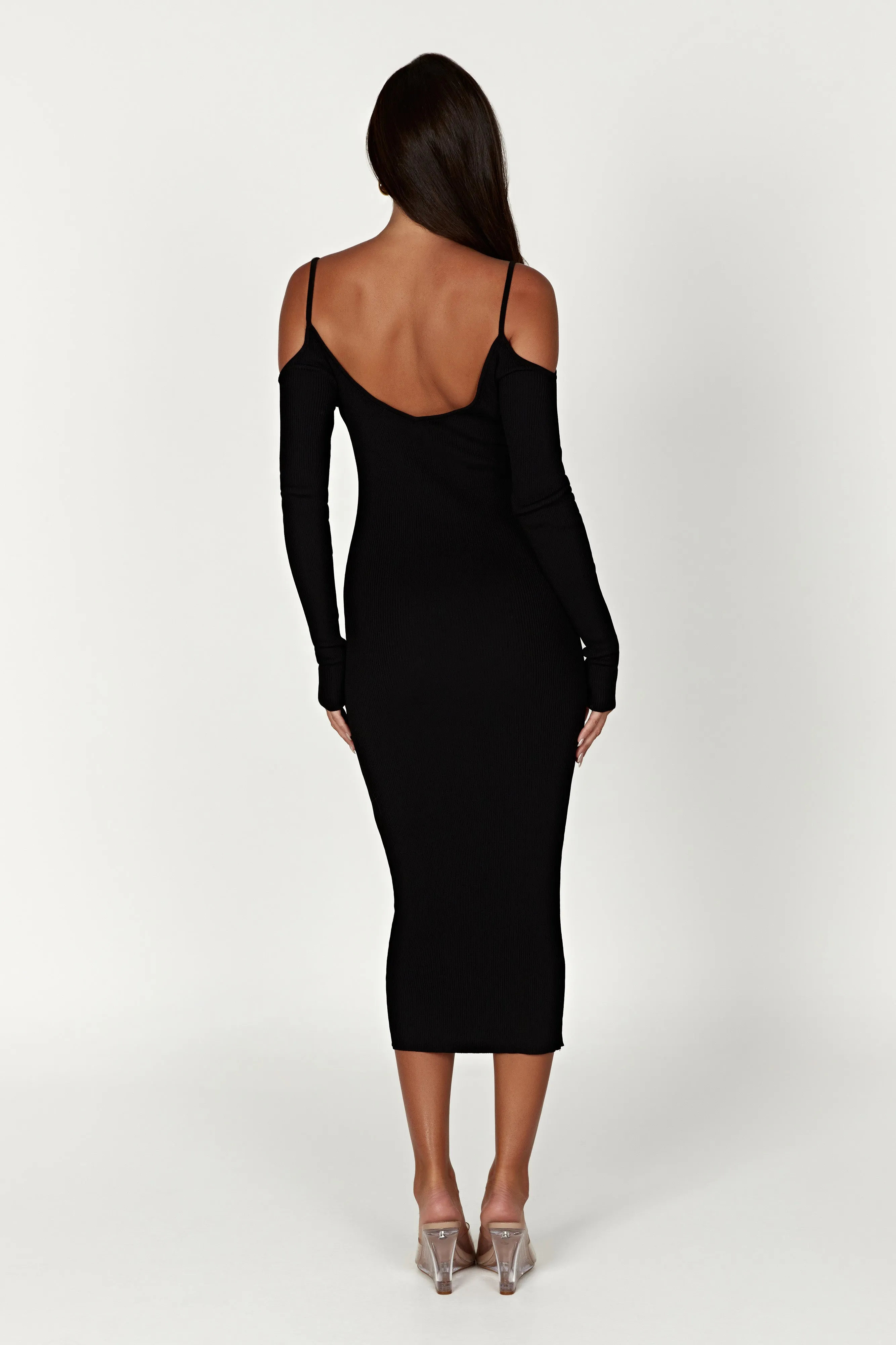 Shea Off Shoulder Knit Midi Dress - Black sold by Meshki product image thumbnail 2