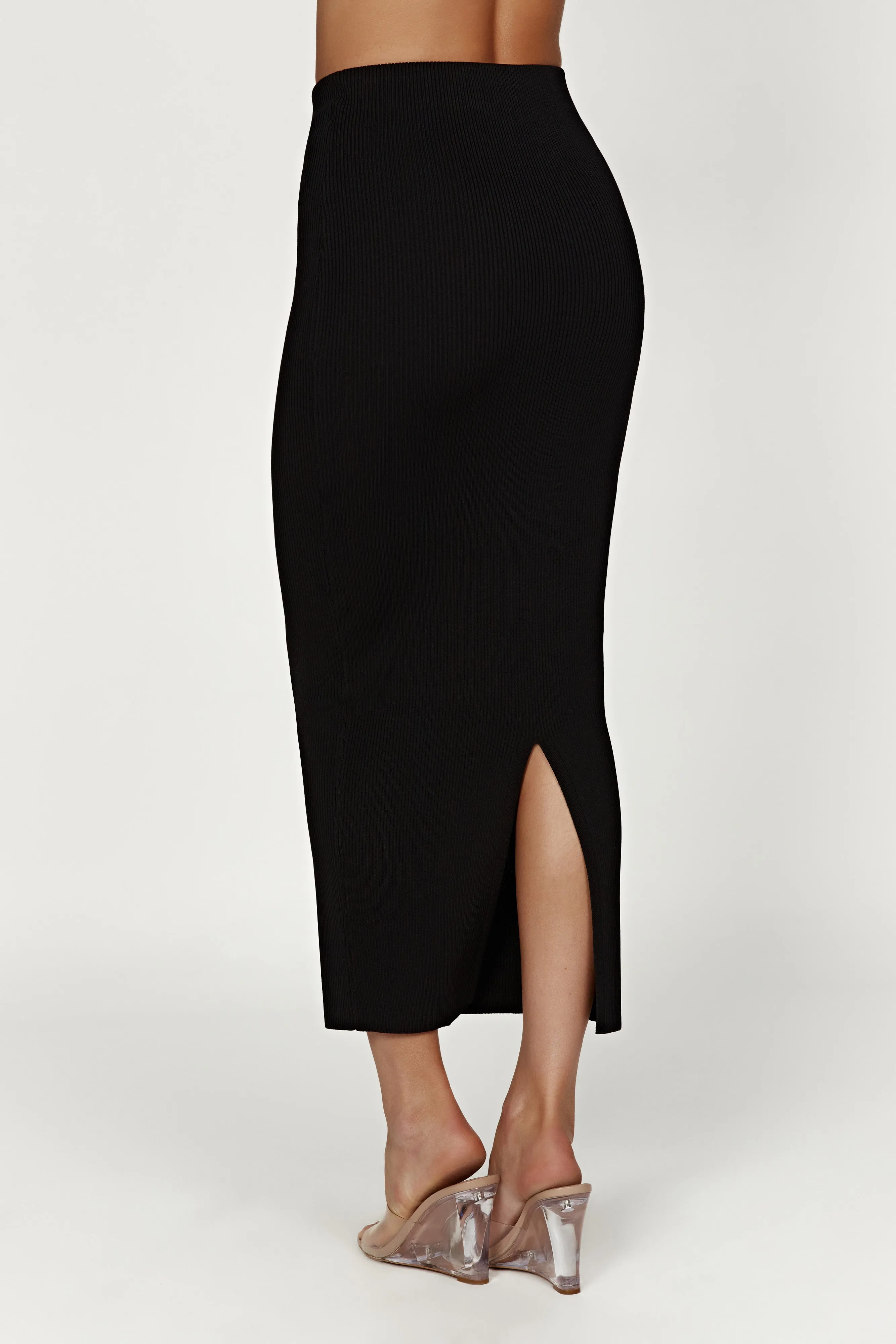 Kaesha Split Maxi Knitted Skirt - Black sold by Meshki product image thumbnail 2