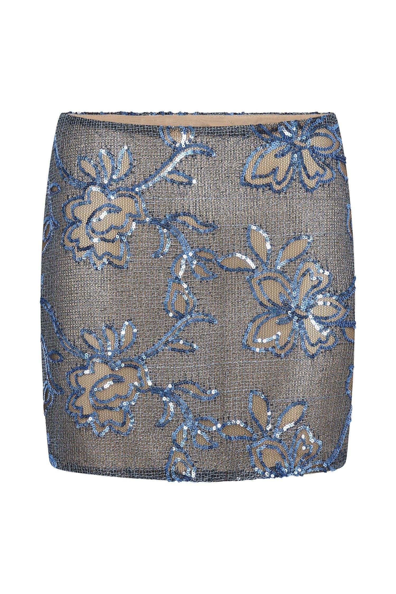 Jessica Sequin Side Split Mini Skirt - Blue sold by Meshki product image thumbnail 8