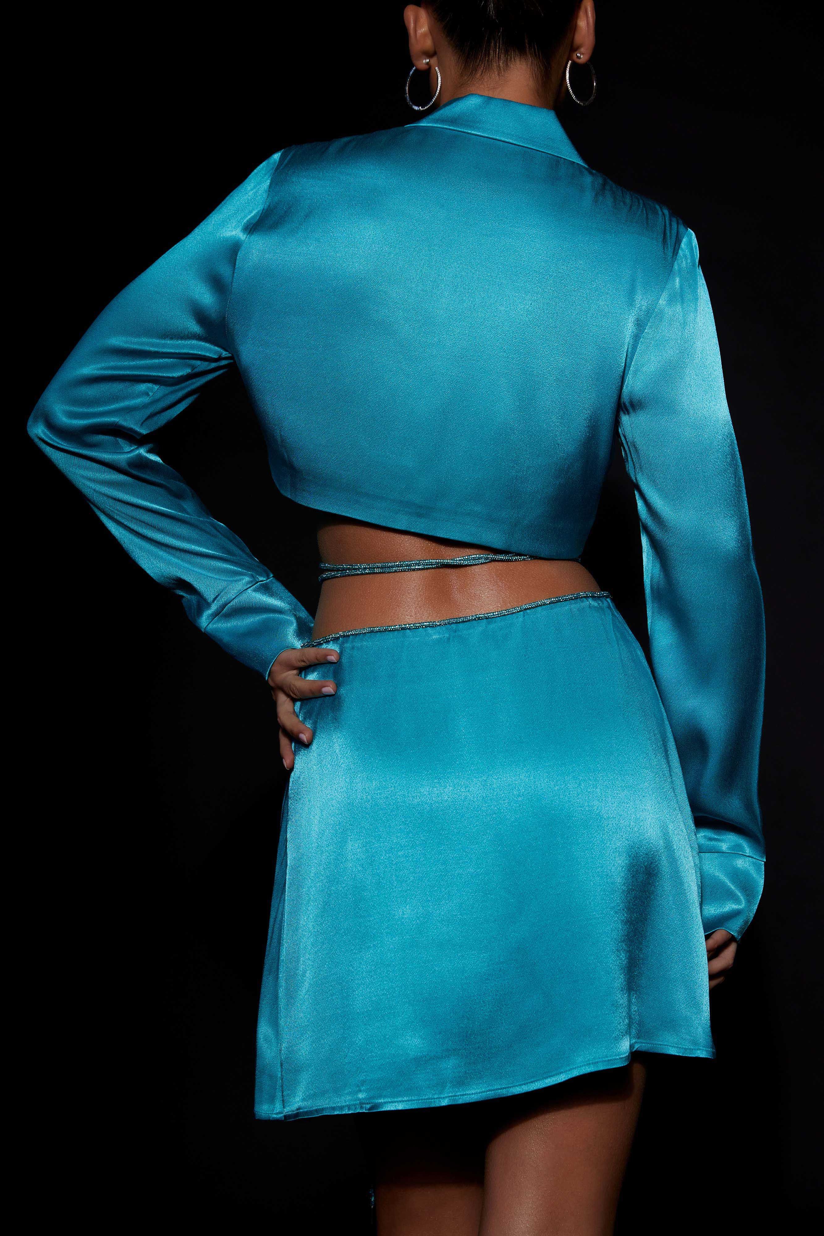 Talulah Diamante Rope Mini Flute Skirt - Cyan Blue sold by Meshki product image thumbnail 3