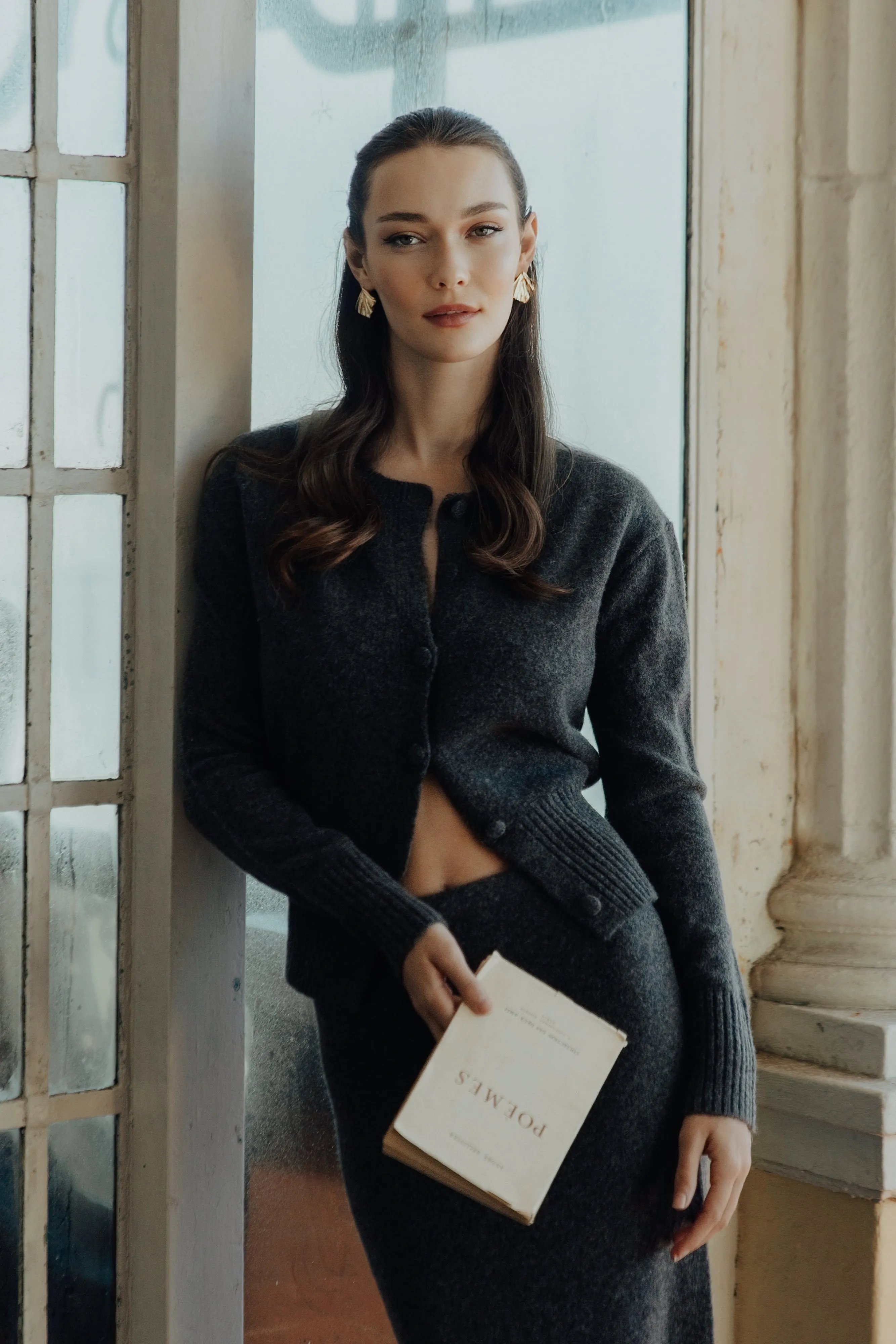 Genevieve Oversized Knit Cardigan - Charcoal sold by Meshki