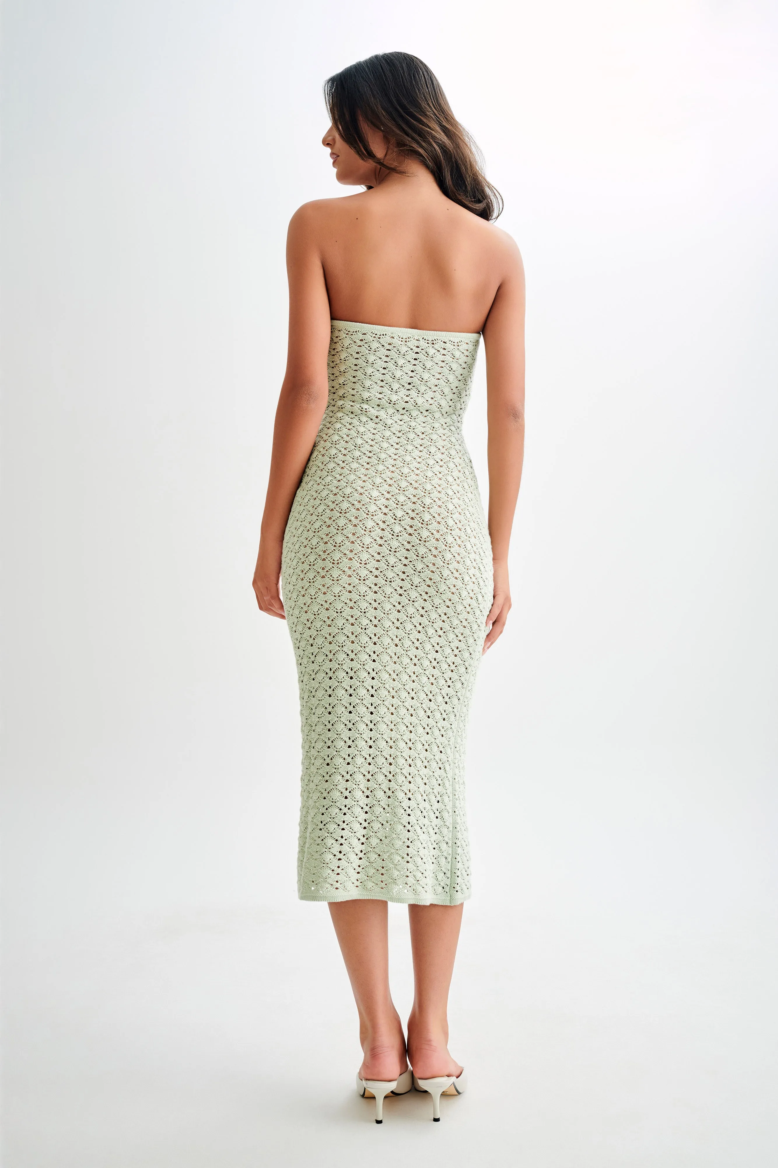 Delia Strapless Knit Midi Dress - Pastel Green sold by Meshki product image thumbnail 2