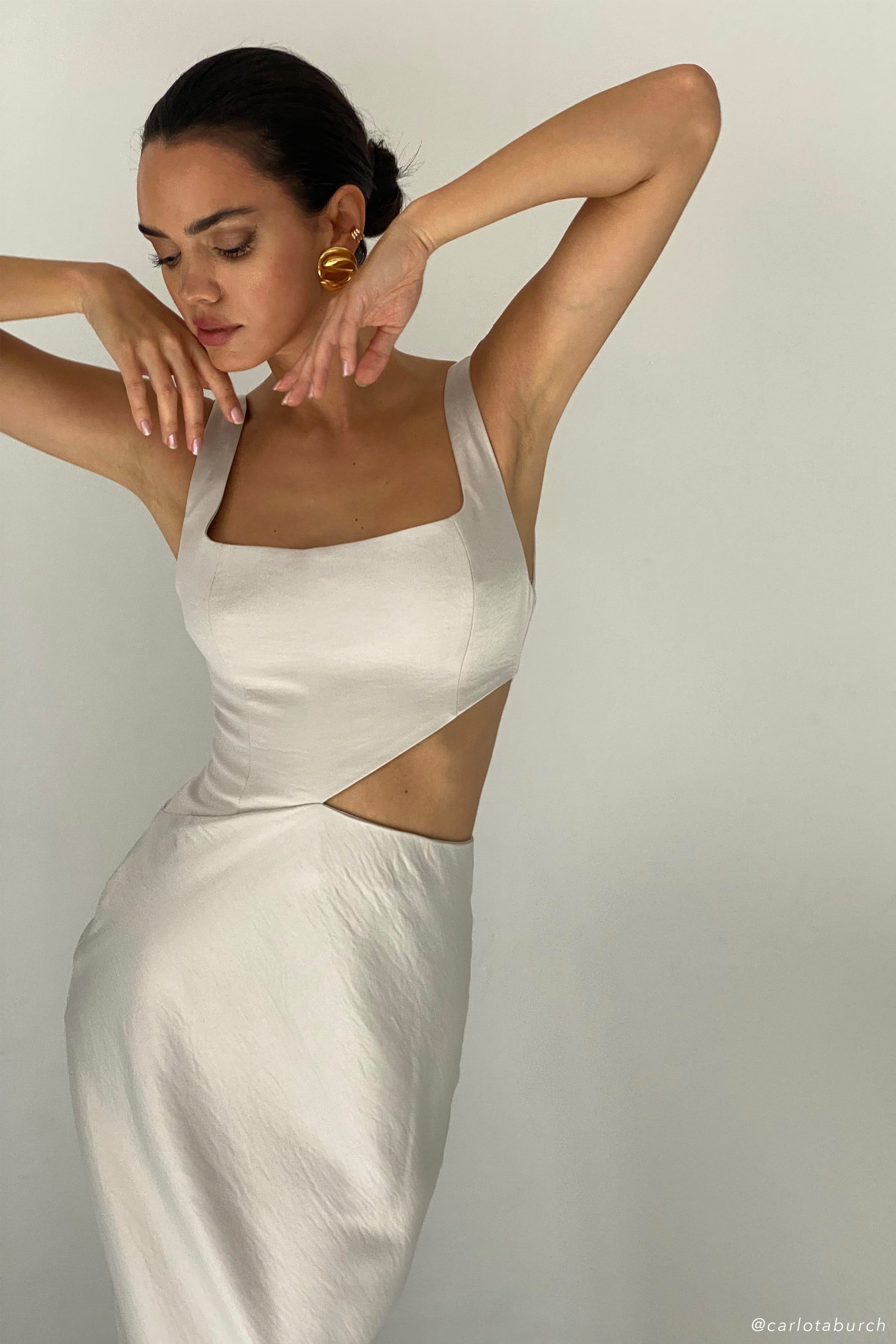 Gianna Maxi Dress - Silver sold by Meshki