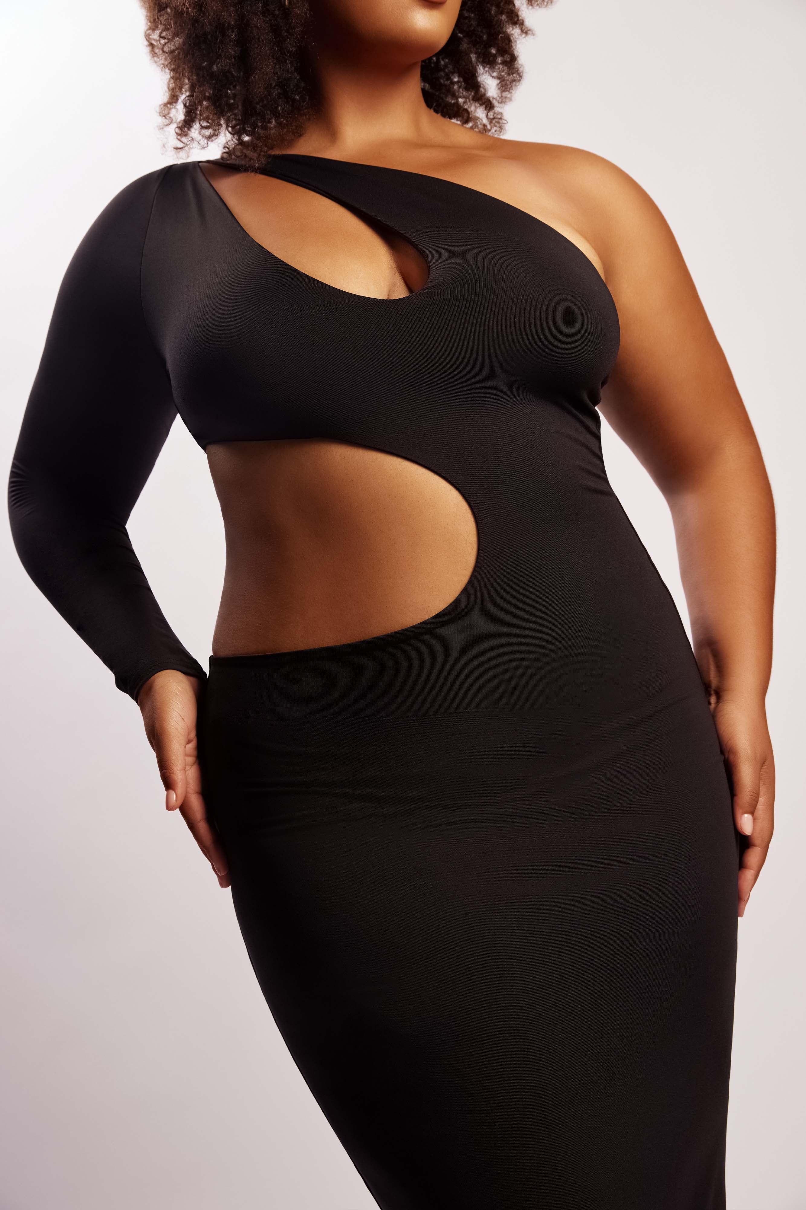 Joyce One Shoulder Cut Out Maxi Dress - Black sold by Meshki product image thumbnail 7