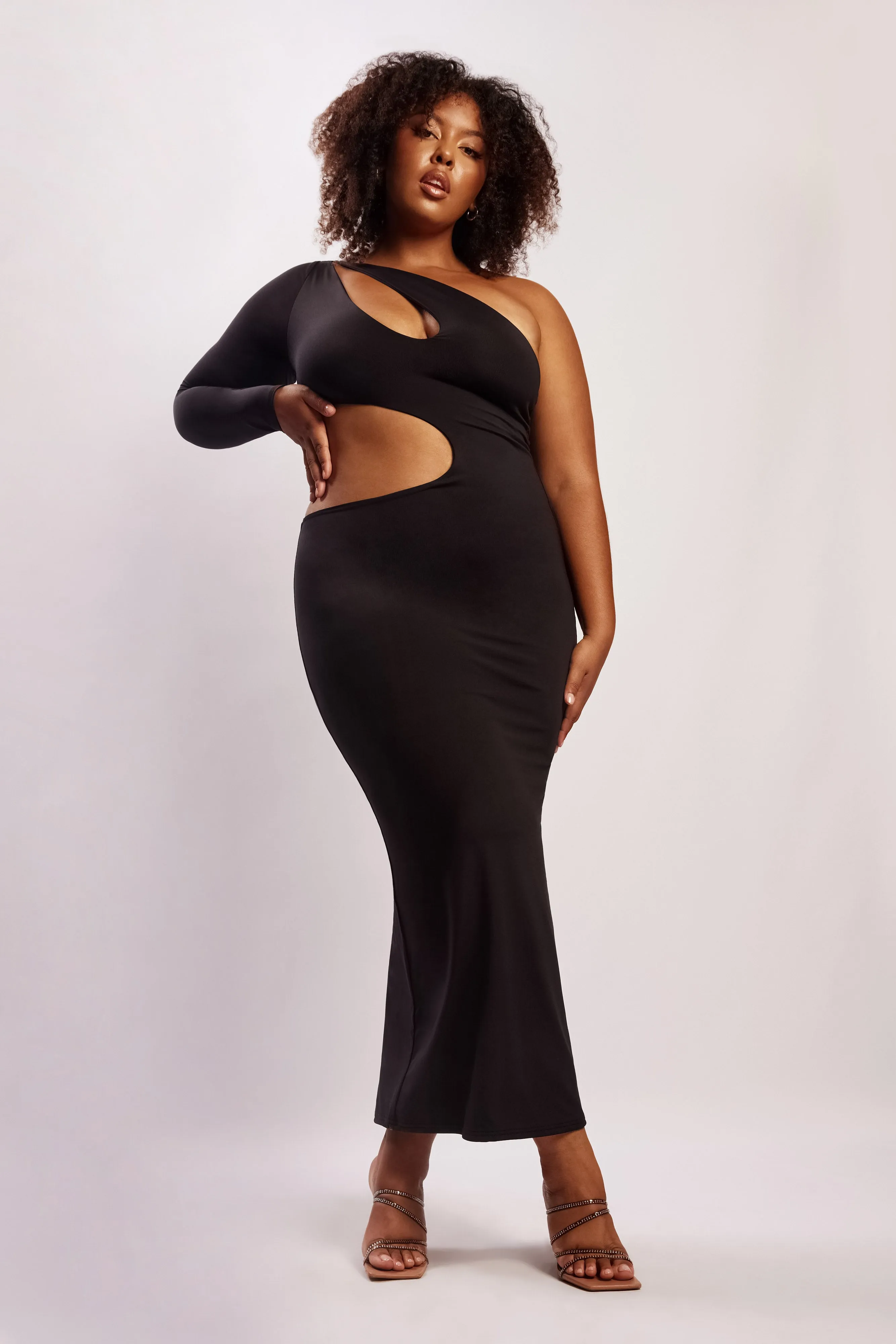 Joyce One Shoulder Cut Out Maxi Dress - Black sold by Meshki product image thumbnail 4