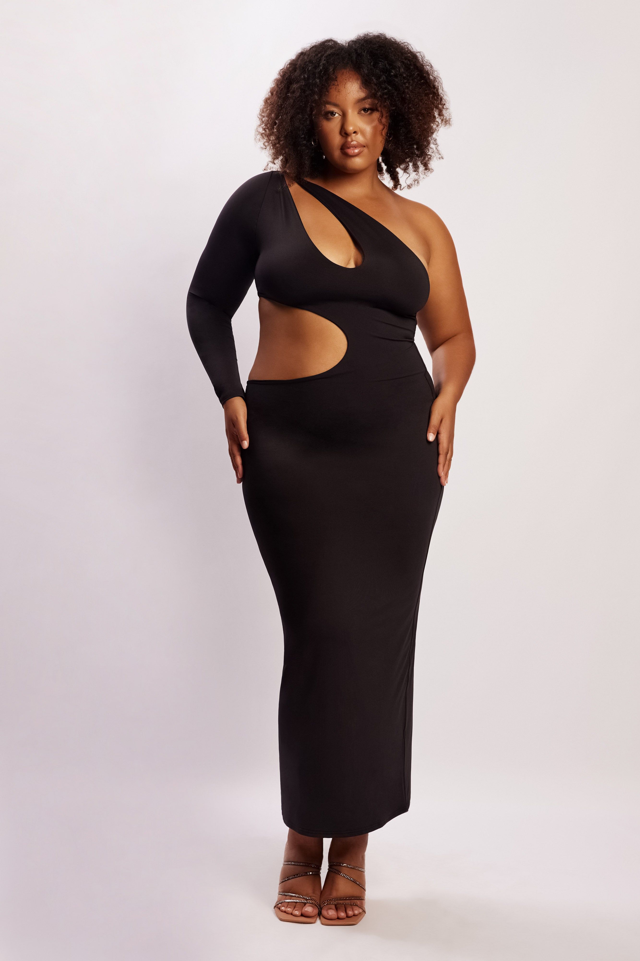 Joyce One Shoulder Cut Out Maxi Dress - Black sold by Meshki product image thumbnail 8