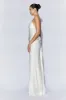 Kailey Low Back Maxi Dress With Detachable Bow Train - White sold by Meshki