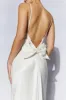 Kailey Low Back Maxi Dress With Detachable Bow Train - White sold by Meshki